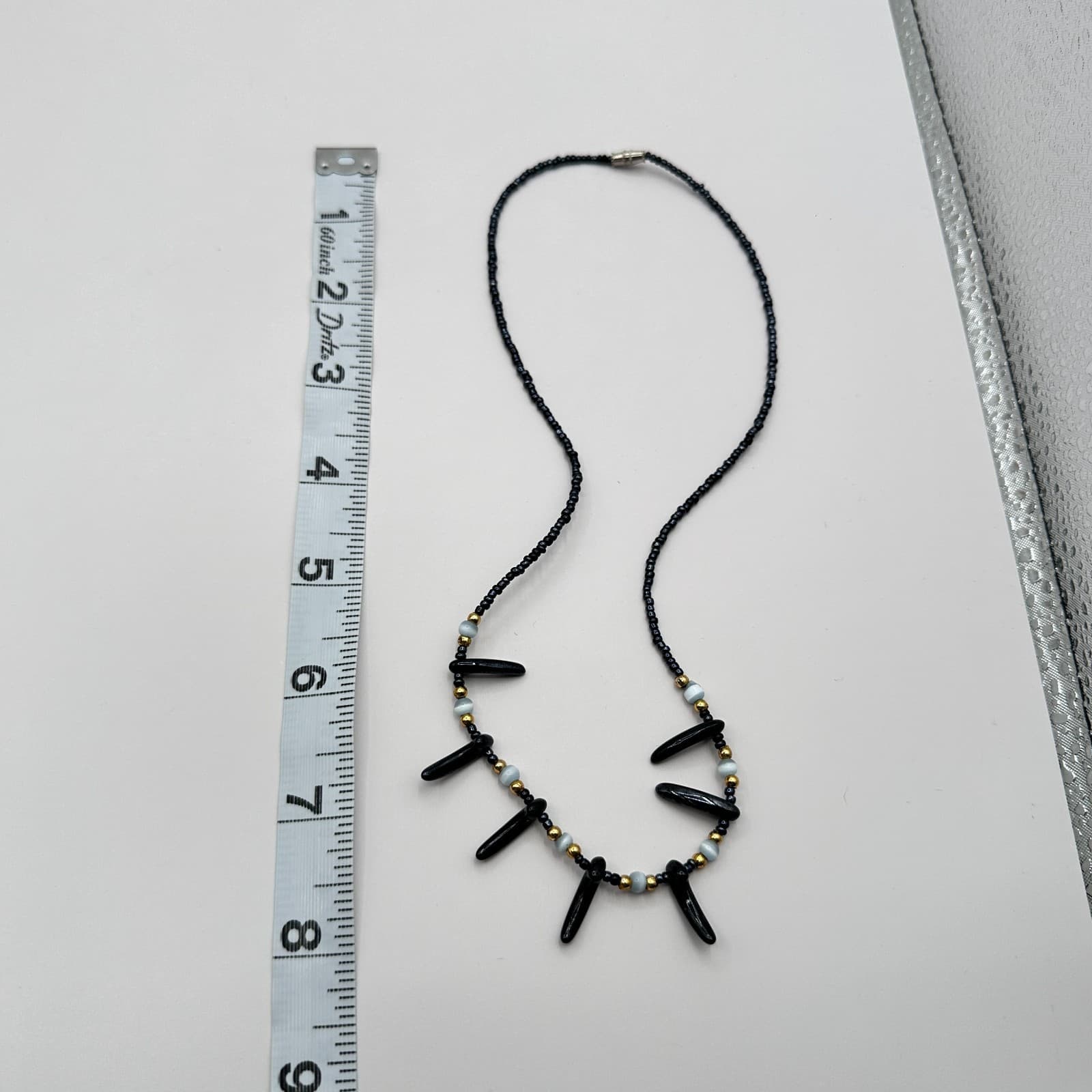 Vintage 90s Y2K Silver Tone Beaded Necklace Statement Women's Classic Jewelry - Thumbnail 11