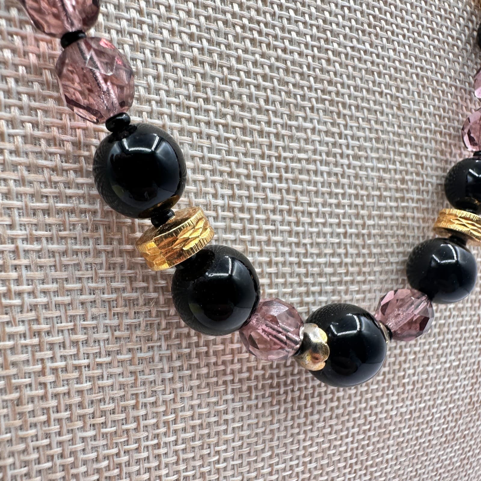 Vintage 90s Gold Tone Beaded Statement Necklace Boho Women's Classic Jewelry - Thumbnail 6