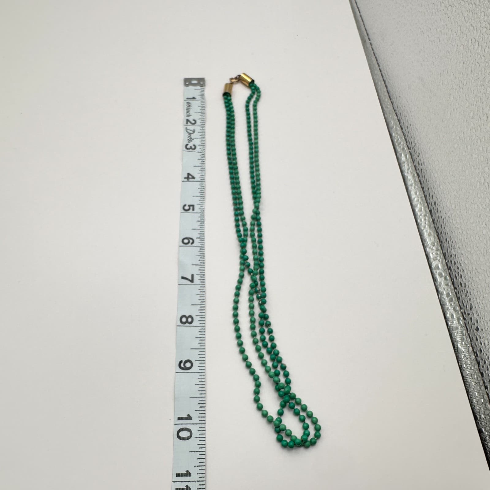 Vintage 90s Emerald Green Beaded Double Strand Necklace Handcrafted Mala Jewelry - Thumbnail 8