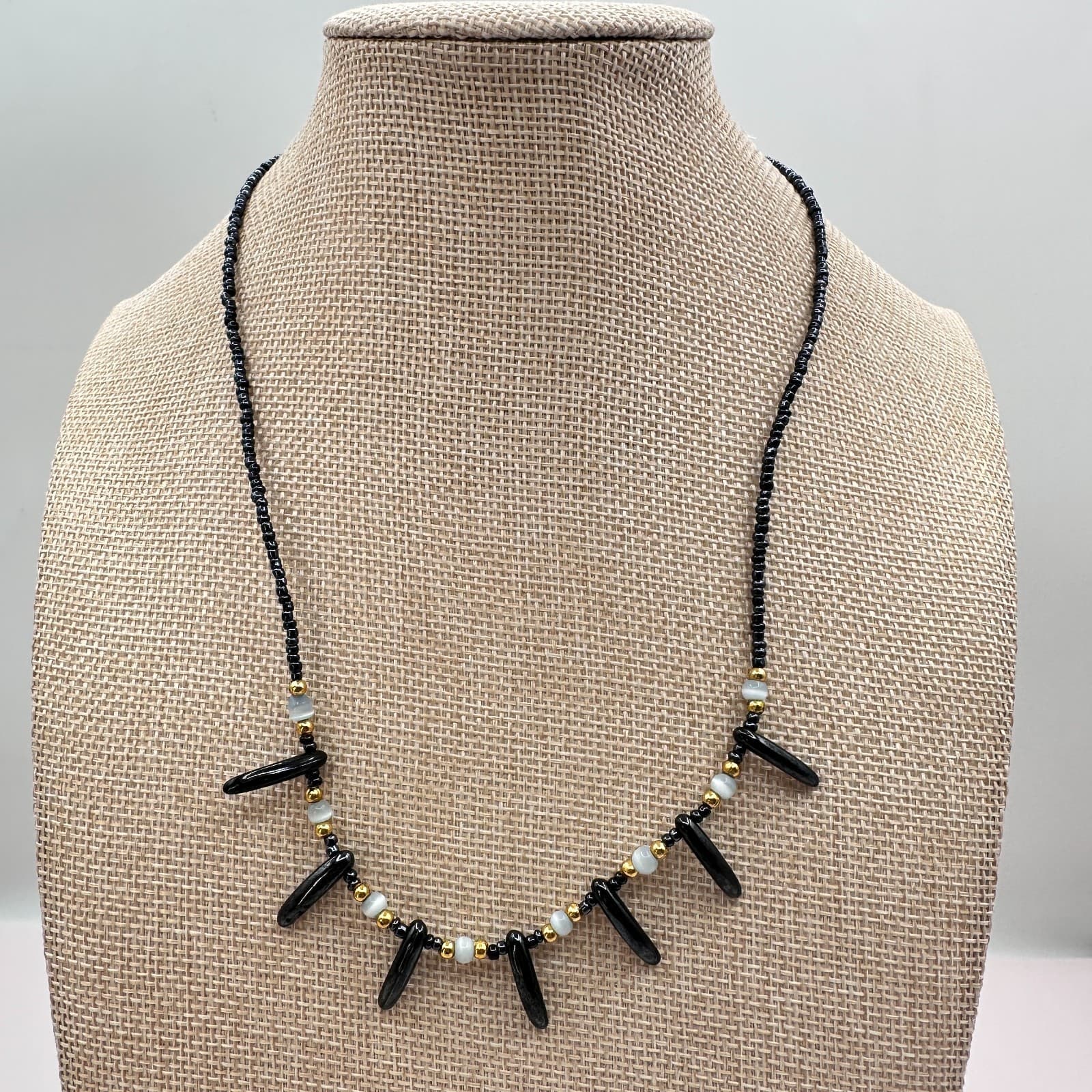 Vintage 90s Y2K Silver Tone Beaded Necklace Statement Women's Classic Jewelry - Thumbnail 8