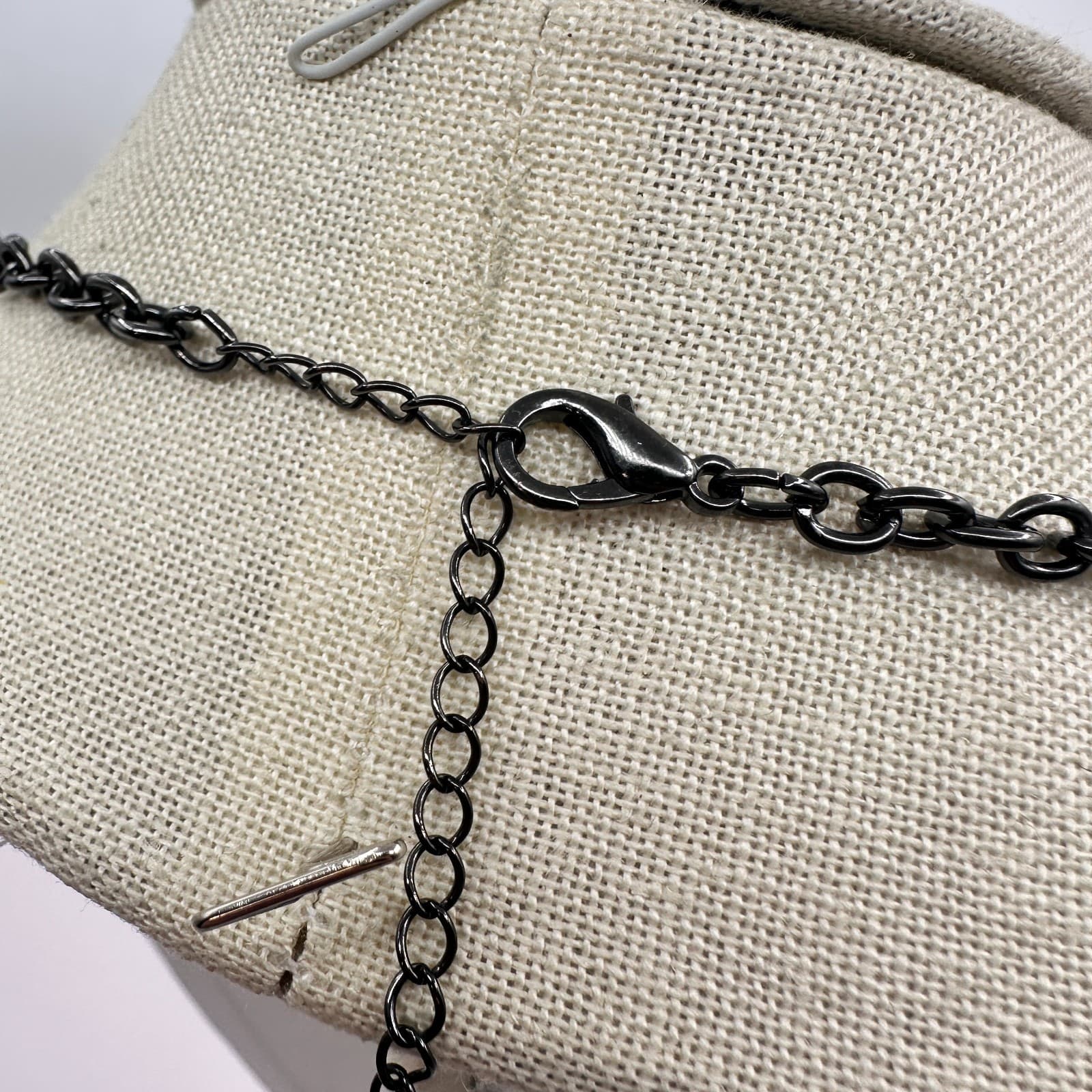 Vintage Y2K Black Faceted Silver Textured Necklace Statement Women's Jewelry - Thumbnail 8