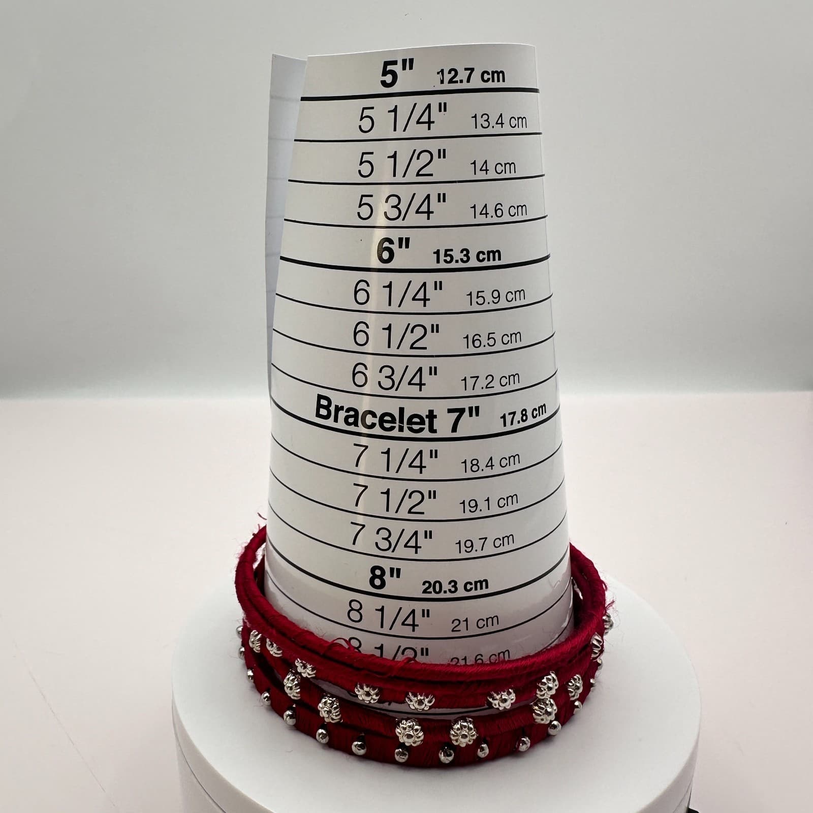 Vintage 90s Red Thread Wrapped SilverTone Bangle Bracelet Set Beads Boho Jewelry - Thumbnail 7