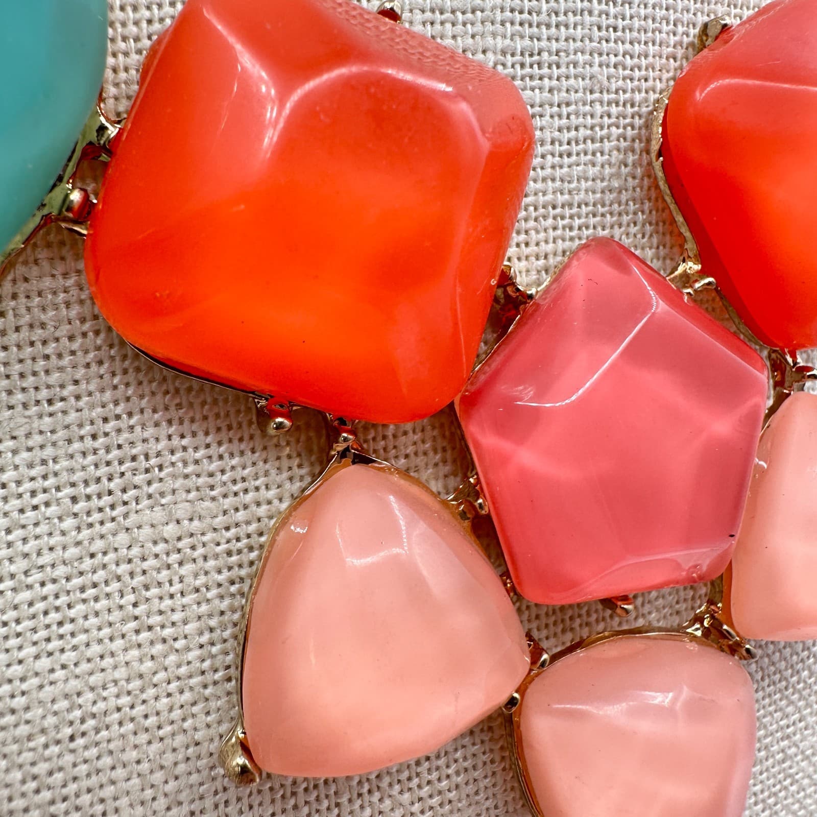 Vintage 90s Geometric Glass Statement Necklace Women's Classic Fashion Jewelry - Thumbnail 9