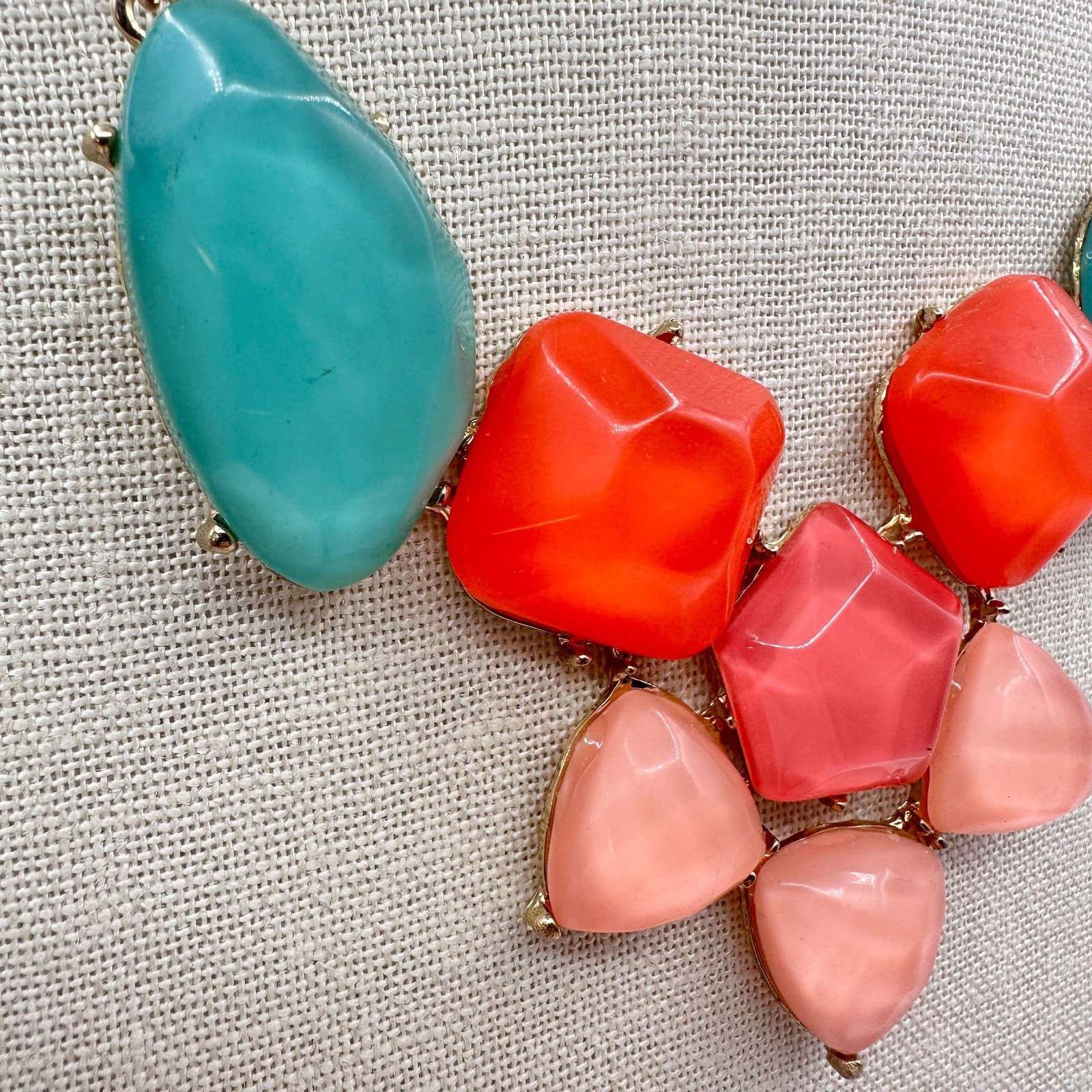 Vintage 90s Geometric Glass Statement Necklace Women's Classic Fashion Jewelry - Thumbnail 4