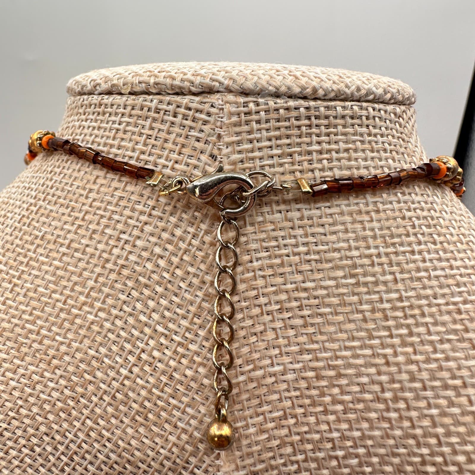 Vintage Y2K Gold Tone Rhinestone Seed Beaded Necklace Boho Women's Jewelry - Thumbnail 8