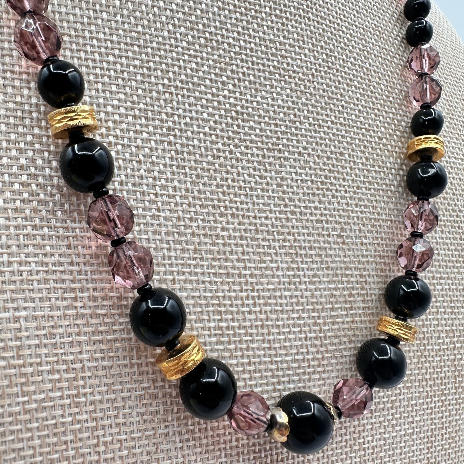 Vintage 90s Gold Tone Beaded Statement Necklace Boho Women's Classic Jewelry - Thumbnail 4
