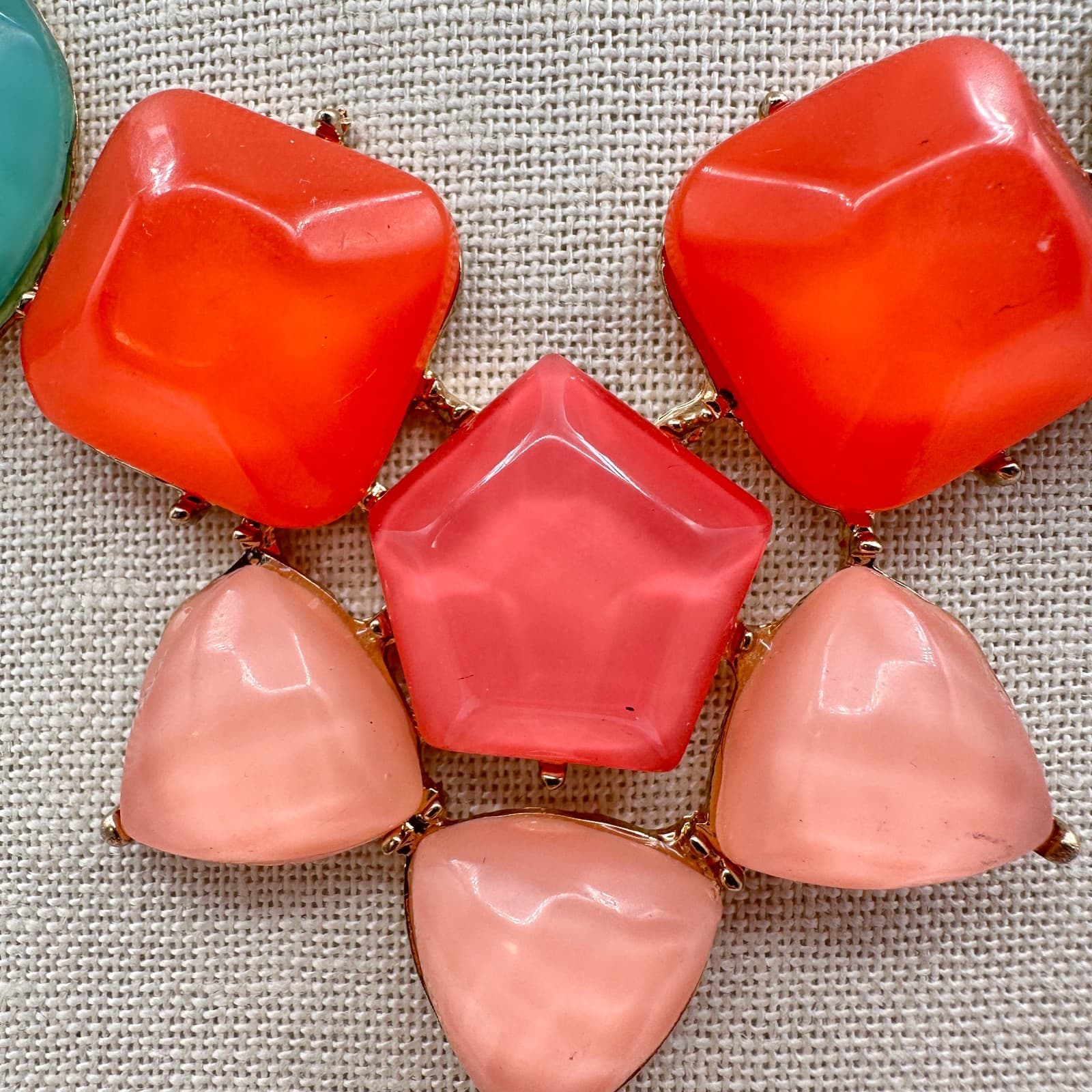 Vintage 90s Geometric Glass Statement Necklace Women's Classic Fashion Jewelry - Thumbnail 8