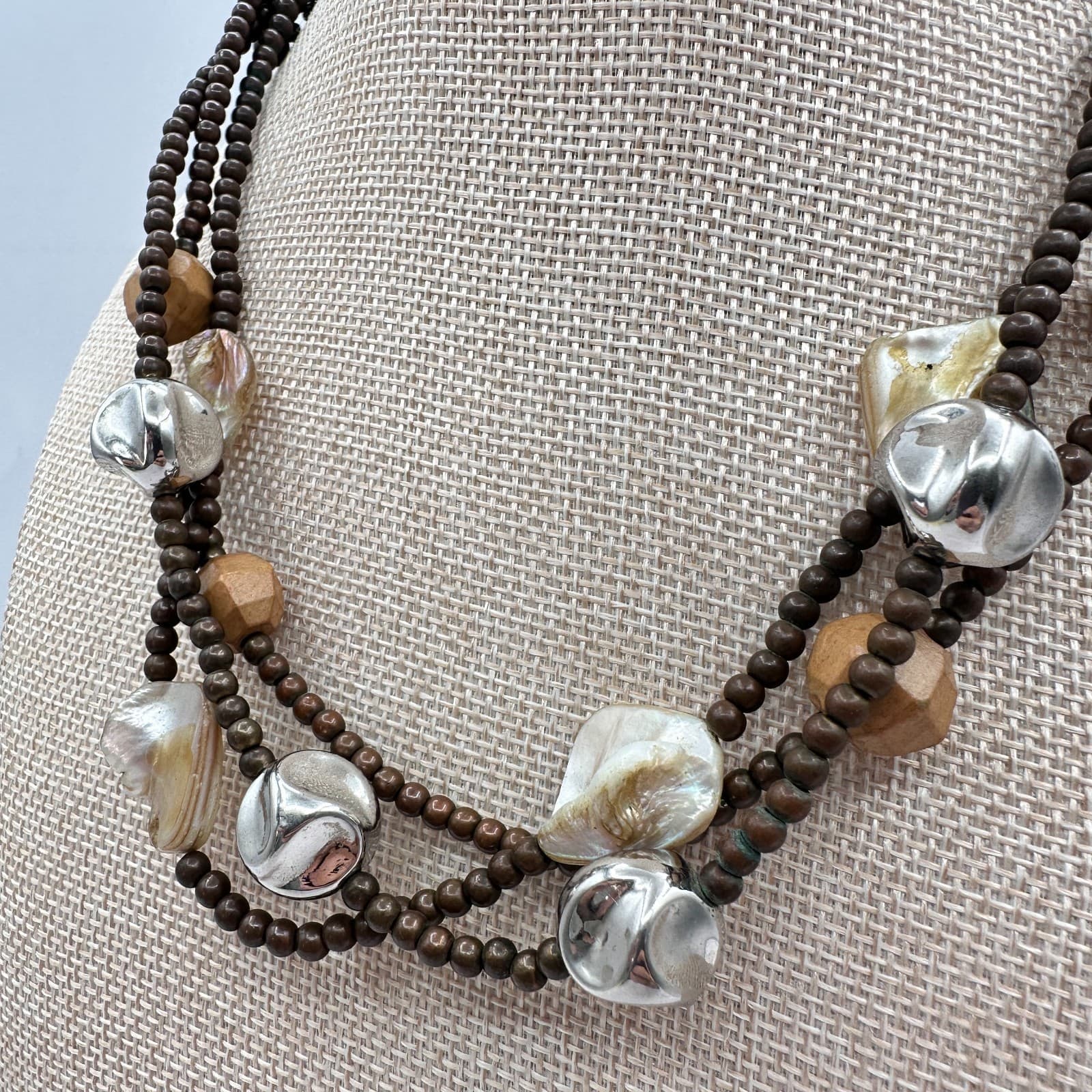 Vintage Y2K Multi Strand Beaded Necklace Boho Statement Women's Classic Jewelry - Thumbnail 8