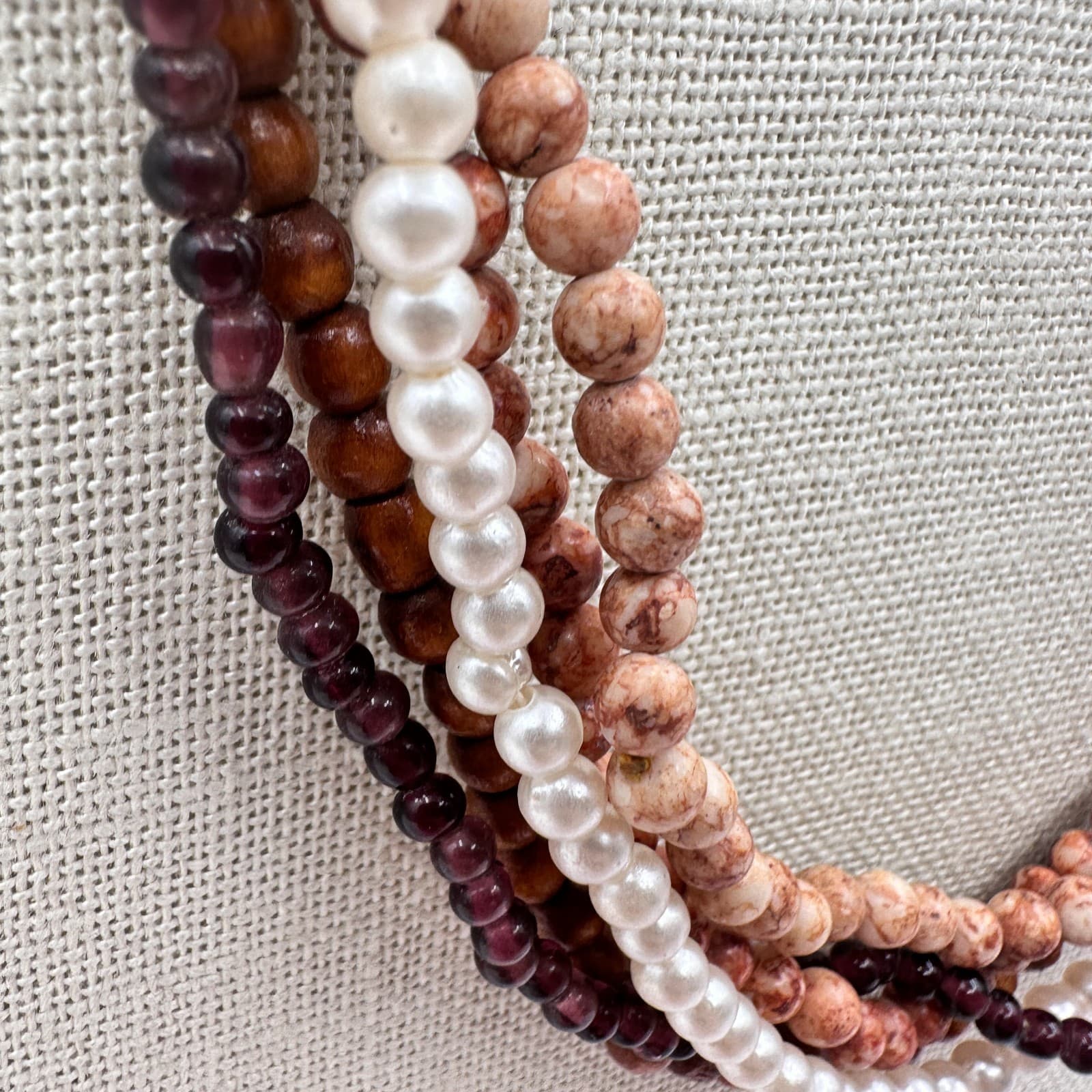 Vintage Y2K Round Faux Pearl Beaded Necklace Set Women's Classic Fashion Jewelry - Thumbnail 6