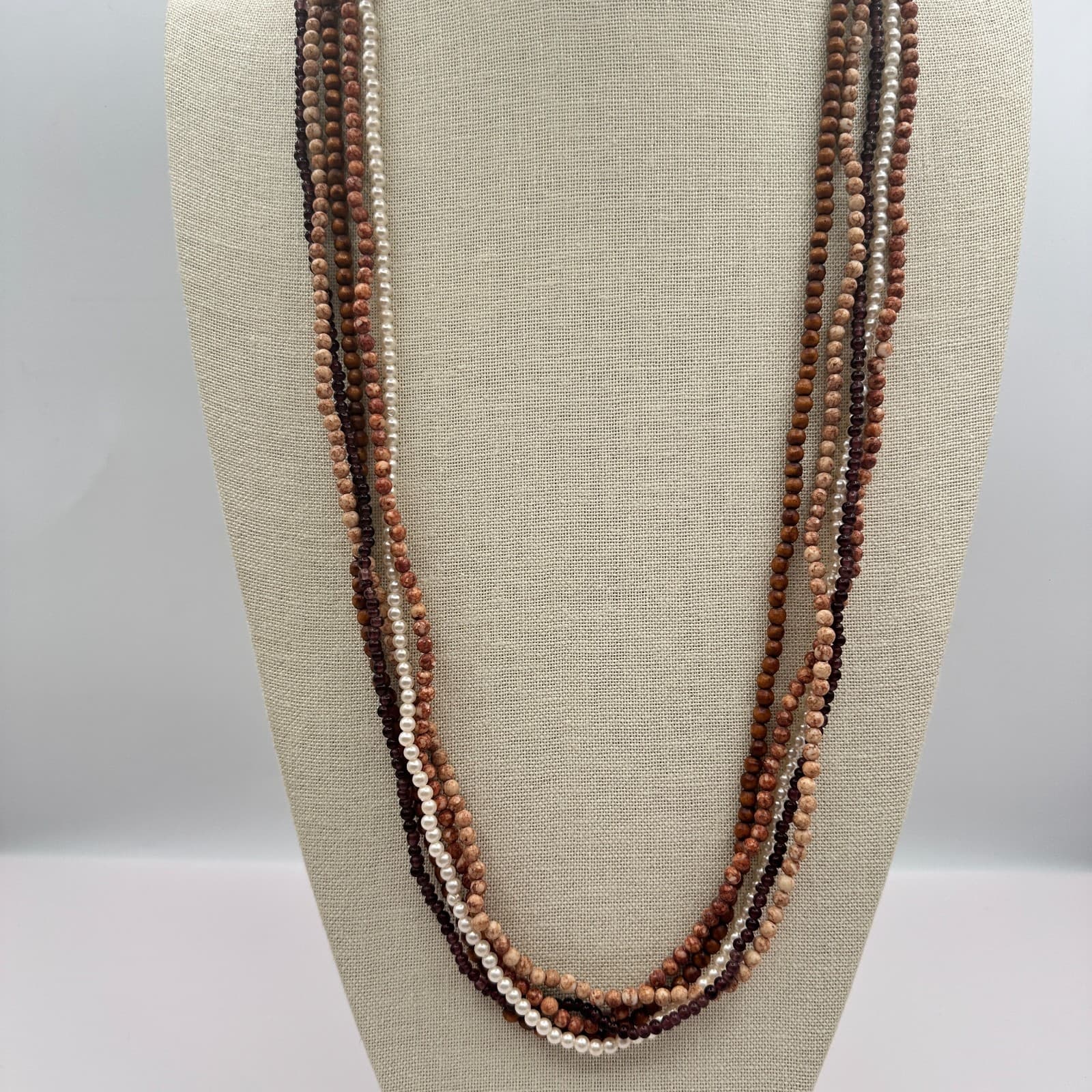 Vintage Y2K Round Faux Pearl Beaded Necklace Set Women's Classic Fashion Jewelry - Thumbnail 2