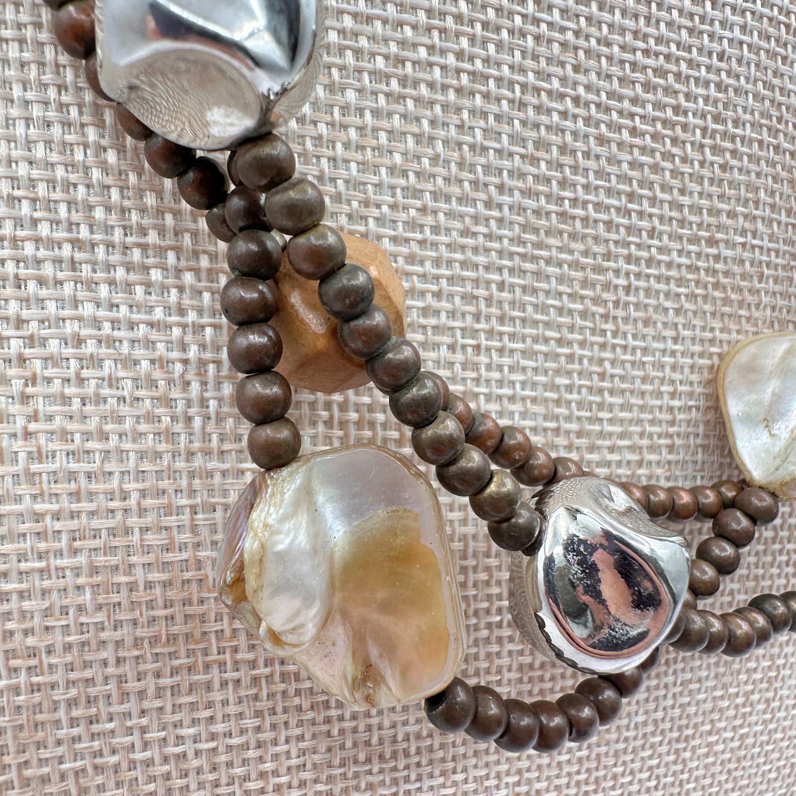 Vintage Y2K Multi Strand Beaded Necklace Boho Statement Women's Classic Jewelry - Thumbnail 5