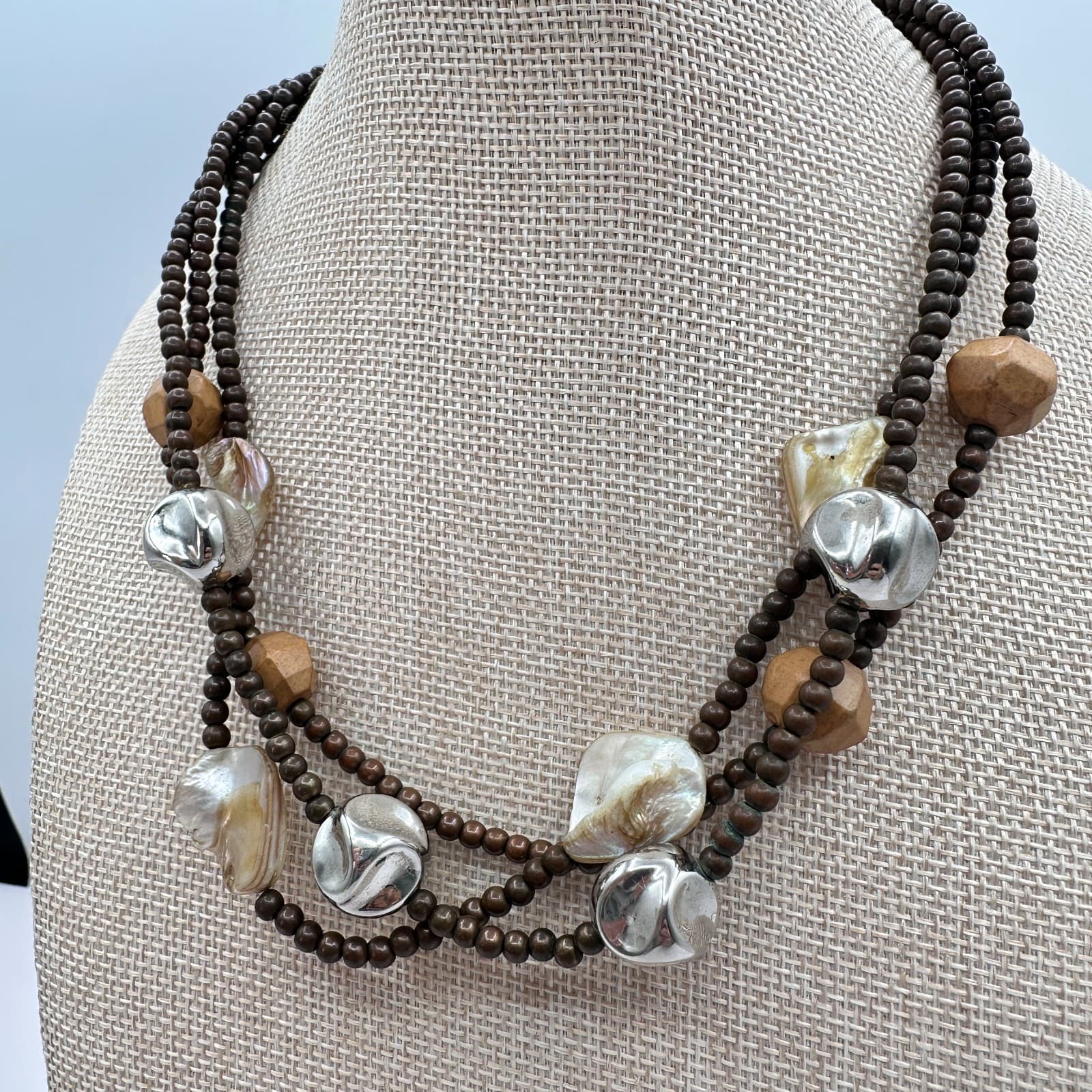 Vintage Y2K Multi Strand Beaded Necklace Boho Statement Women's Classic Jewelry - Thumbnail 6