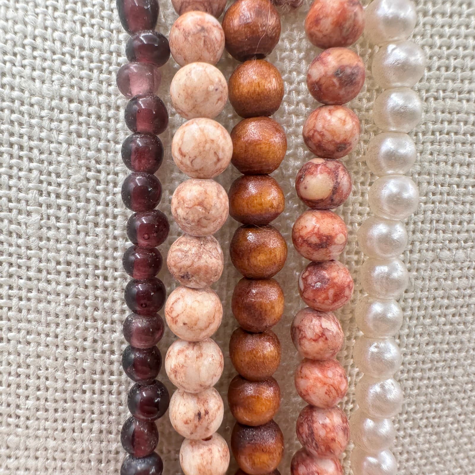 Vintage Y2K Round Faux Pearl Beaded Necklace Set Women's Classic Fashion Jewelry - Thumbnail 5