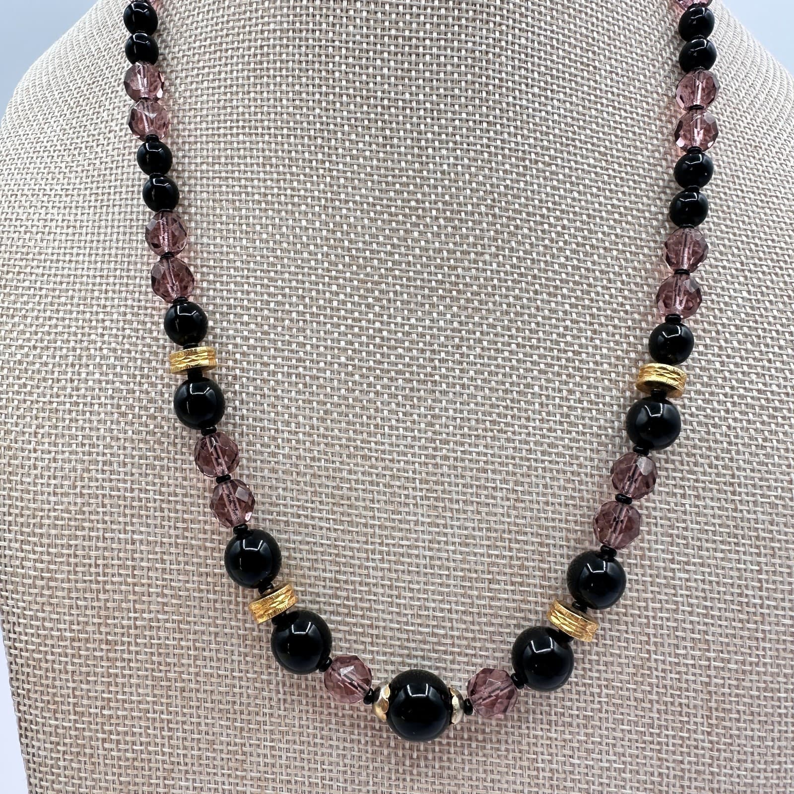 Vintage 90s Gold Tone Beaded Statement Necklace Boho Women's Classic Jewelry - Thumbnail 2
