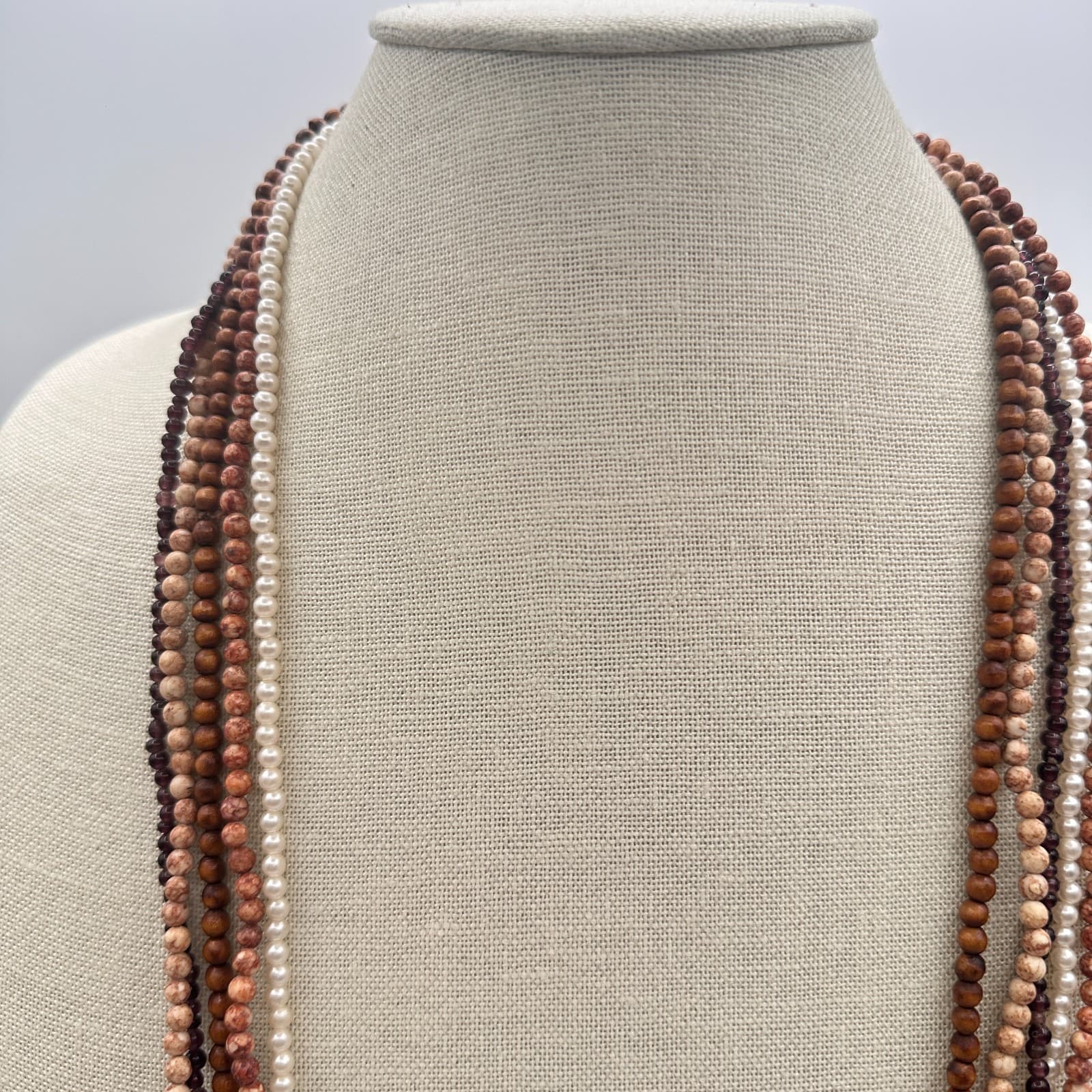 Vintage Y2K Round Faux Pearl Beaded Necklace Set Women's Classic Fashion Jewelry - Thumbnail 3
