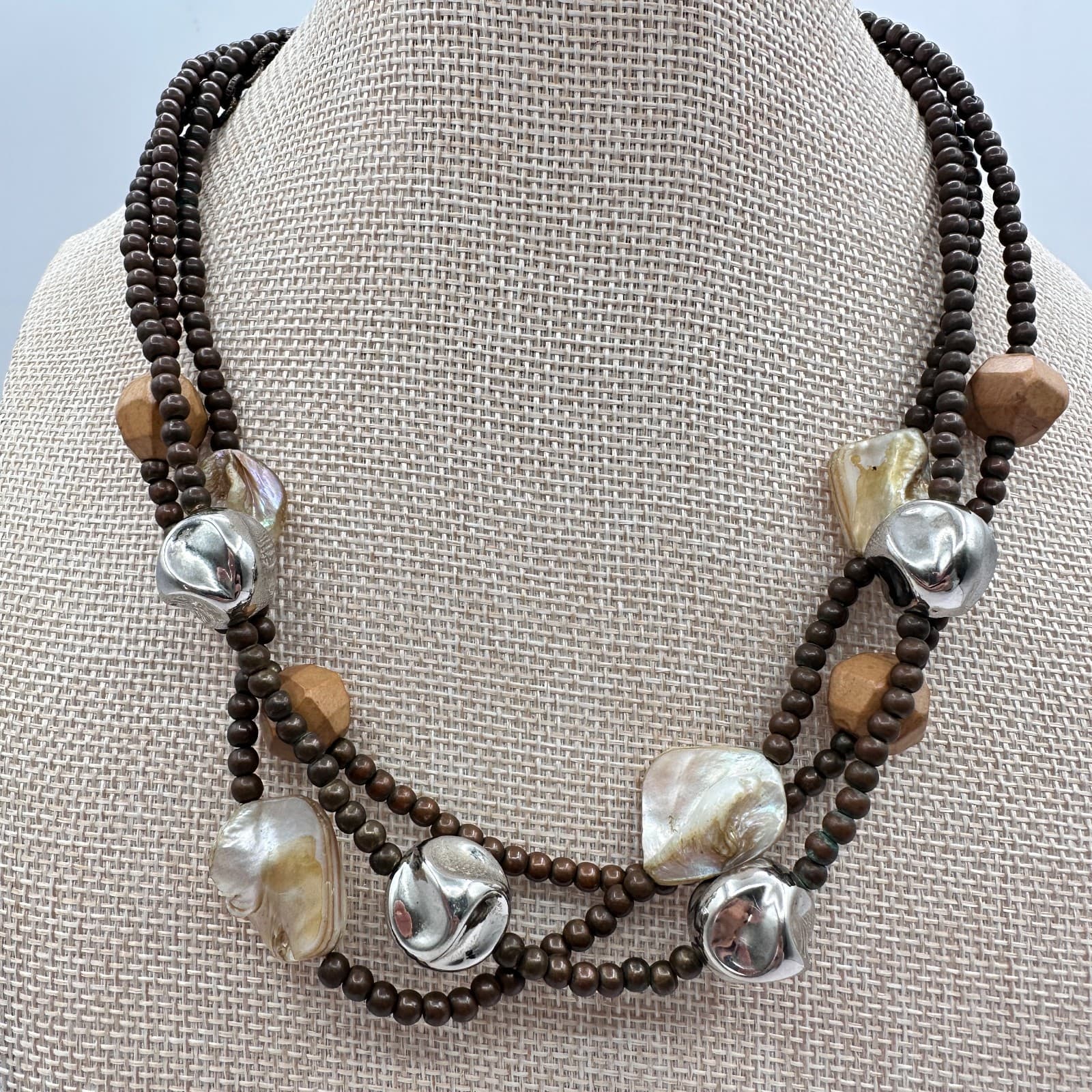 Vintage Y2K Multi Strand Beaded Necklace Boho Statement Women's Classic Jewelry - Thumbnail 2