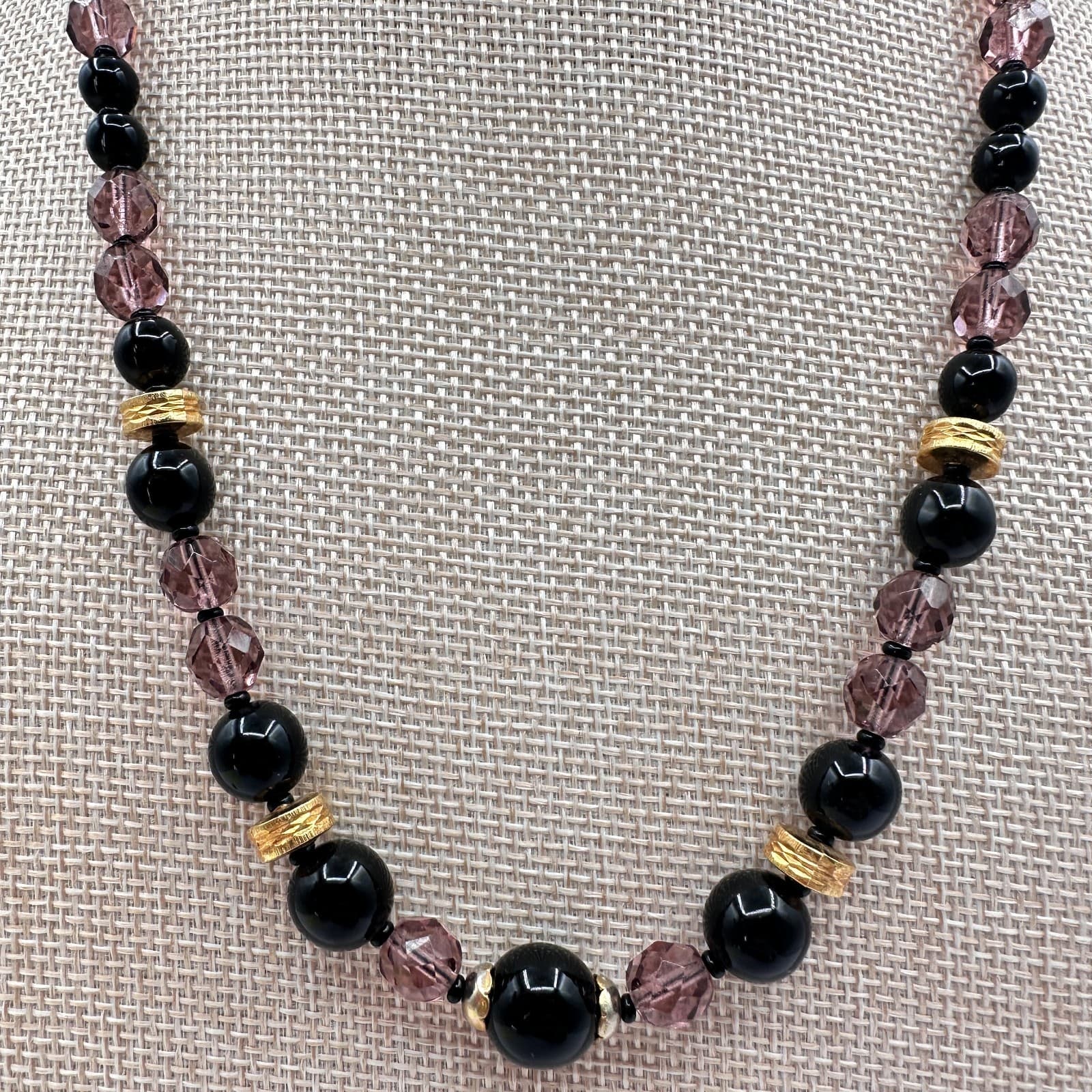 Vintage 90s Gold Tone Beaded Statement Necklace Boho Women's Classic Jewelry - Thumbnail 3