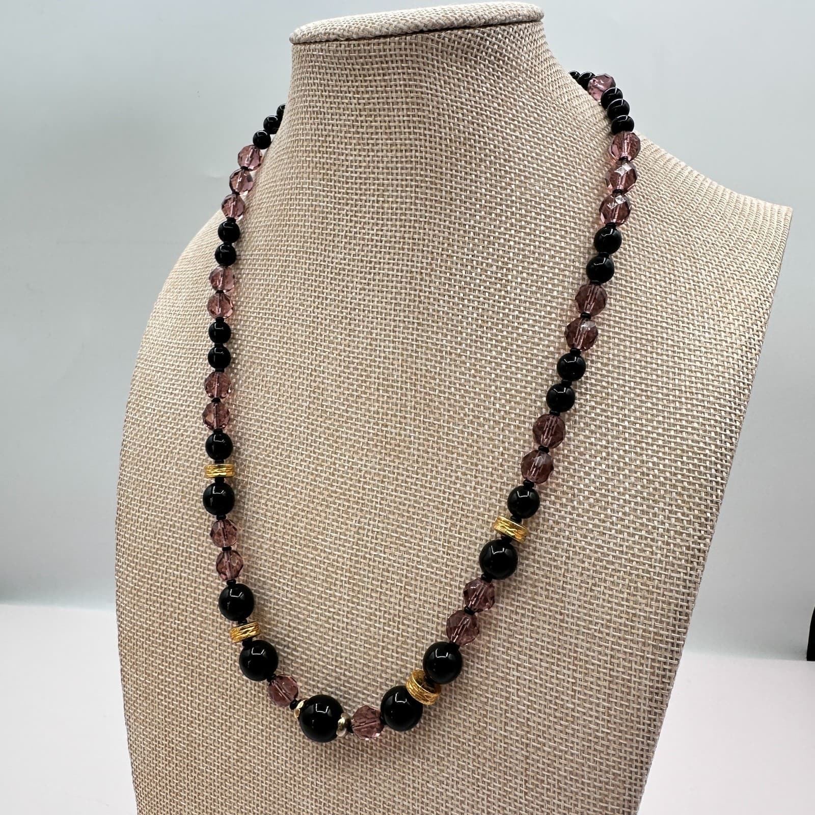 Vintage 90s Gold Tone Beaded Statement Necklace Boho Women's Classic Jewelry - Thumbnail 8
