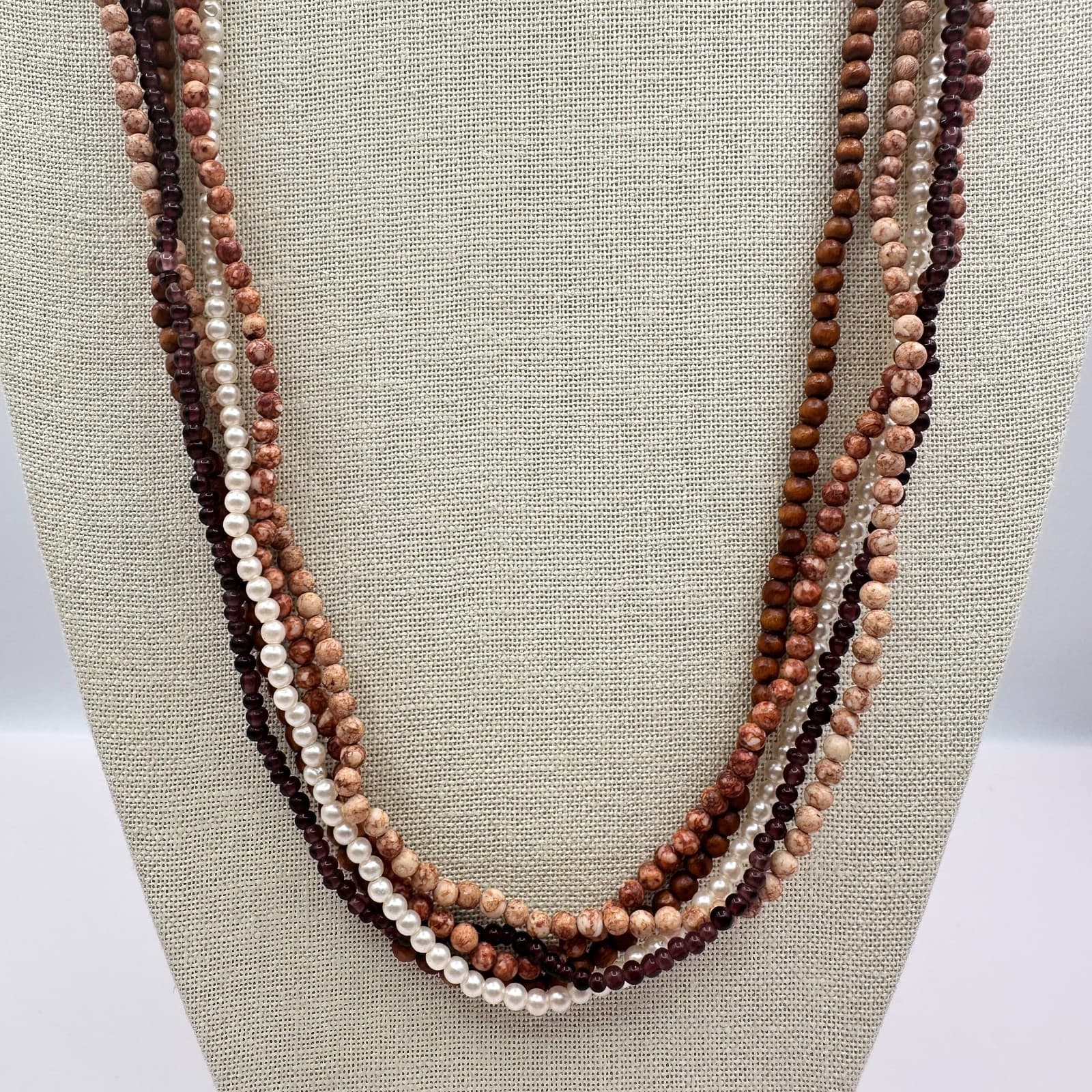 Vintage Y2K Round Faux Pearl Beaded Necklace Set Women's Classic Fashion Jewelry - Thumbnail 8
