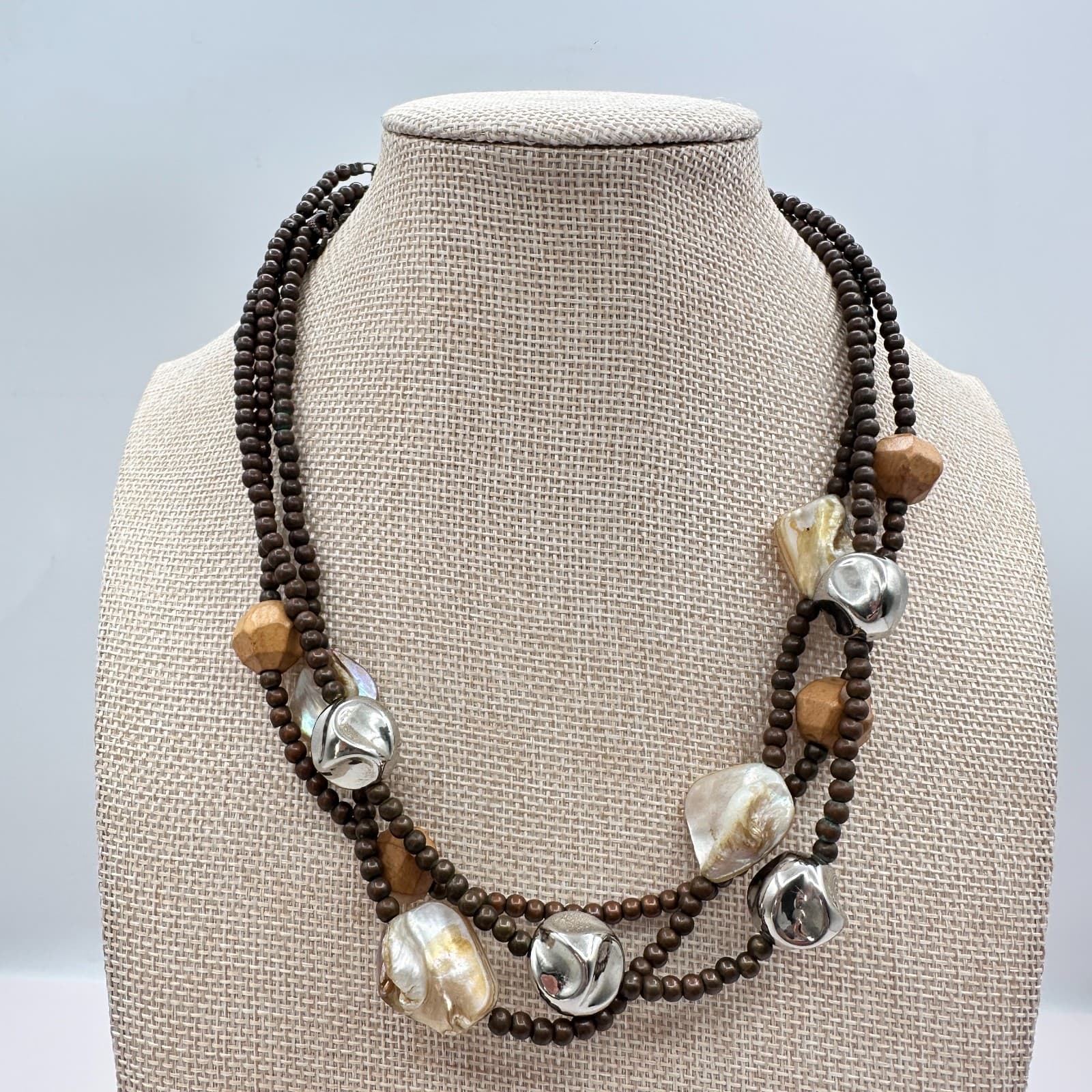Vintage Y2K Multi Strand Beaded Necklace Boho Statement Women's Classic Jewelry - Thumbnail 3