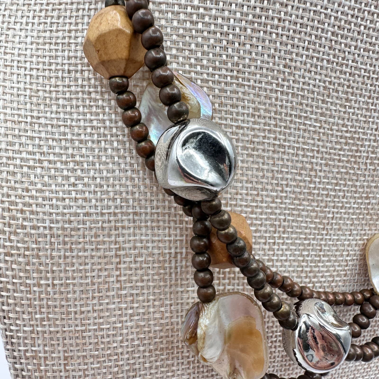 Vintage Y2K Multi Strand Beaded Necklace Boho Statement Women's Classic Jewelry - Thumbnail 4