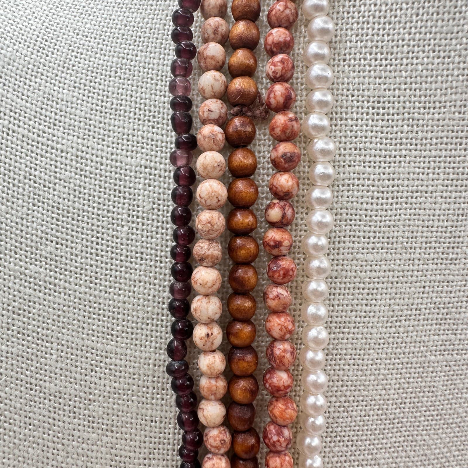 Vintage Y2K Round Faux Pearl Beaded Necklace Set Women's Classic Fashion Jewelry - Thumbnail 4