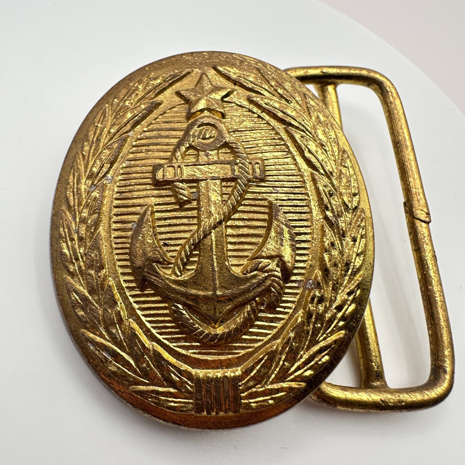 Vintage 80s Soviet Navy Officer Parad Belt Buckle USSR Russian Gold Tone Jewelry - Thumbnail 4
