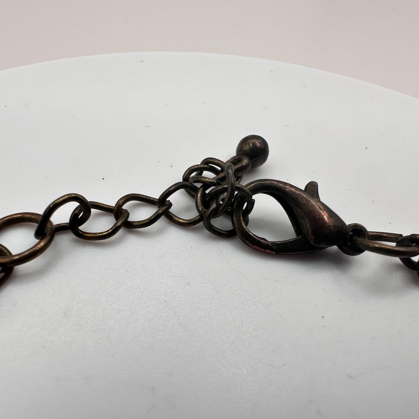 Vintage 90s Purple & Amber Glass Bracelet Antique Bronze Tone Boho Statement - Thumbnail 4
