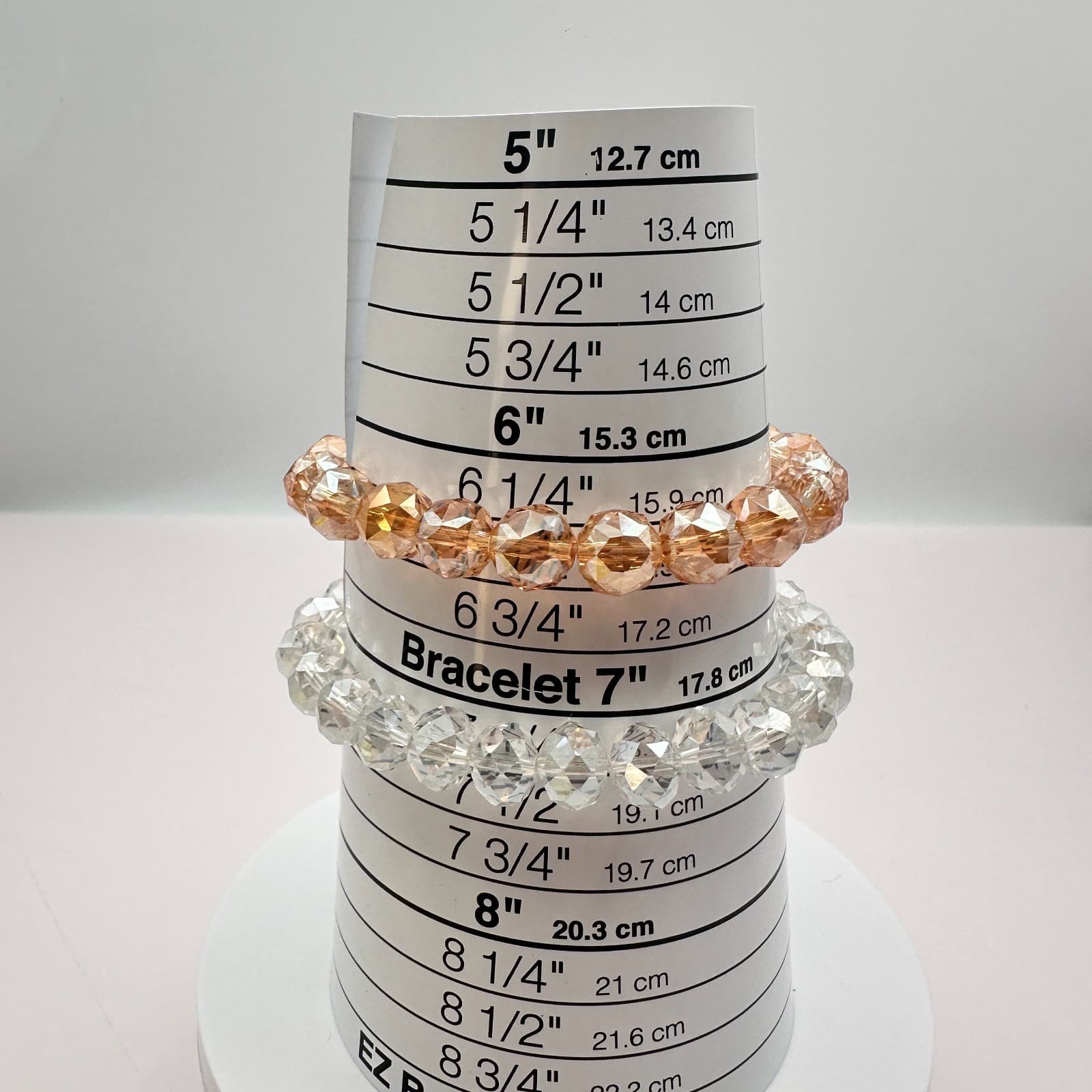 Vintage 90s Amber & Clear Faceted Glass Beaded Stretch Bracelets Set Jewelry - Thumbnail 6