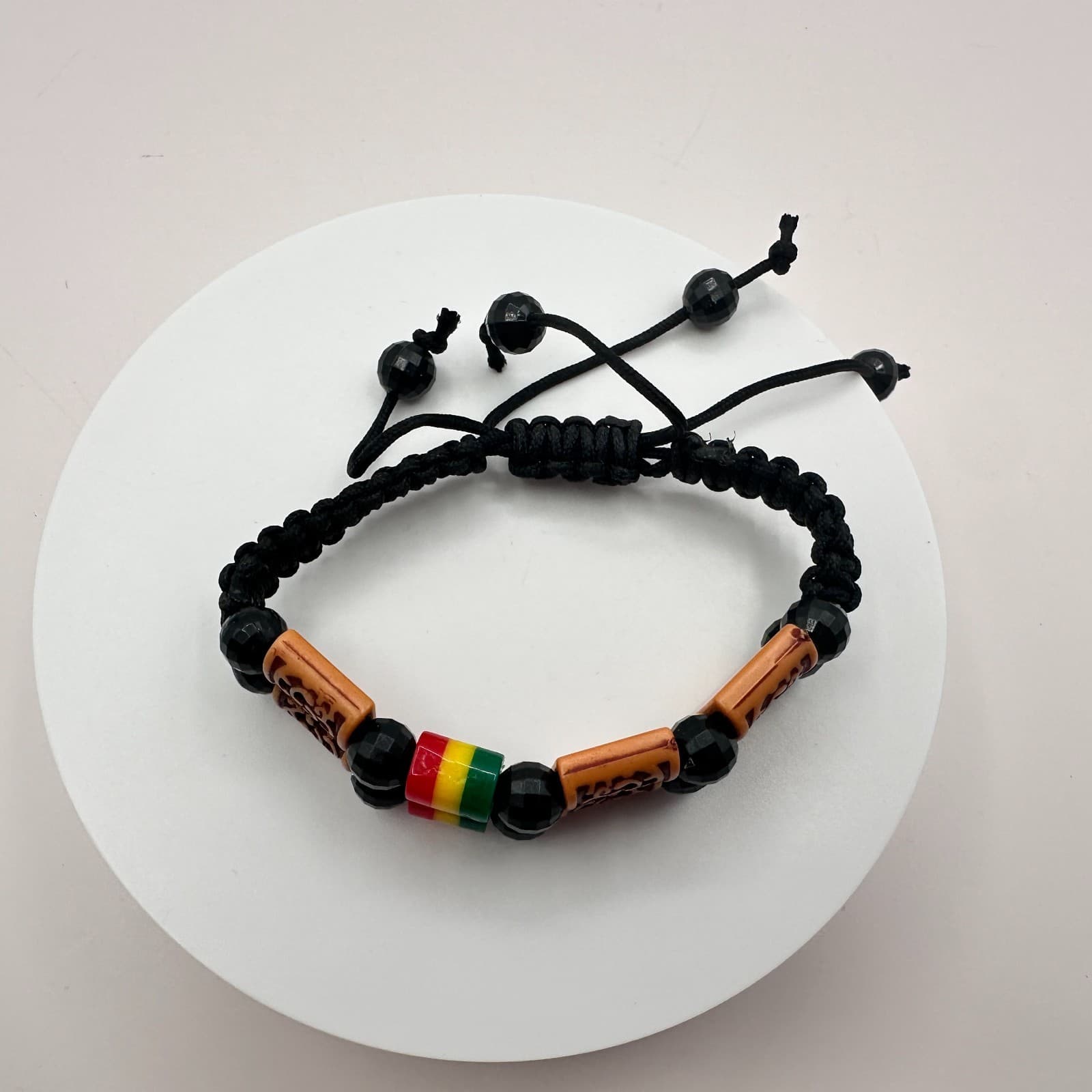 Vintage Y2K Rasta Braided Macrame Beaded Double Strand Bracelet Women's Jewelry - Thumbnail 6