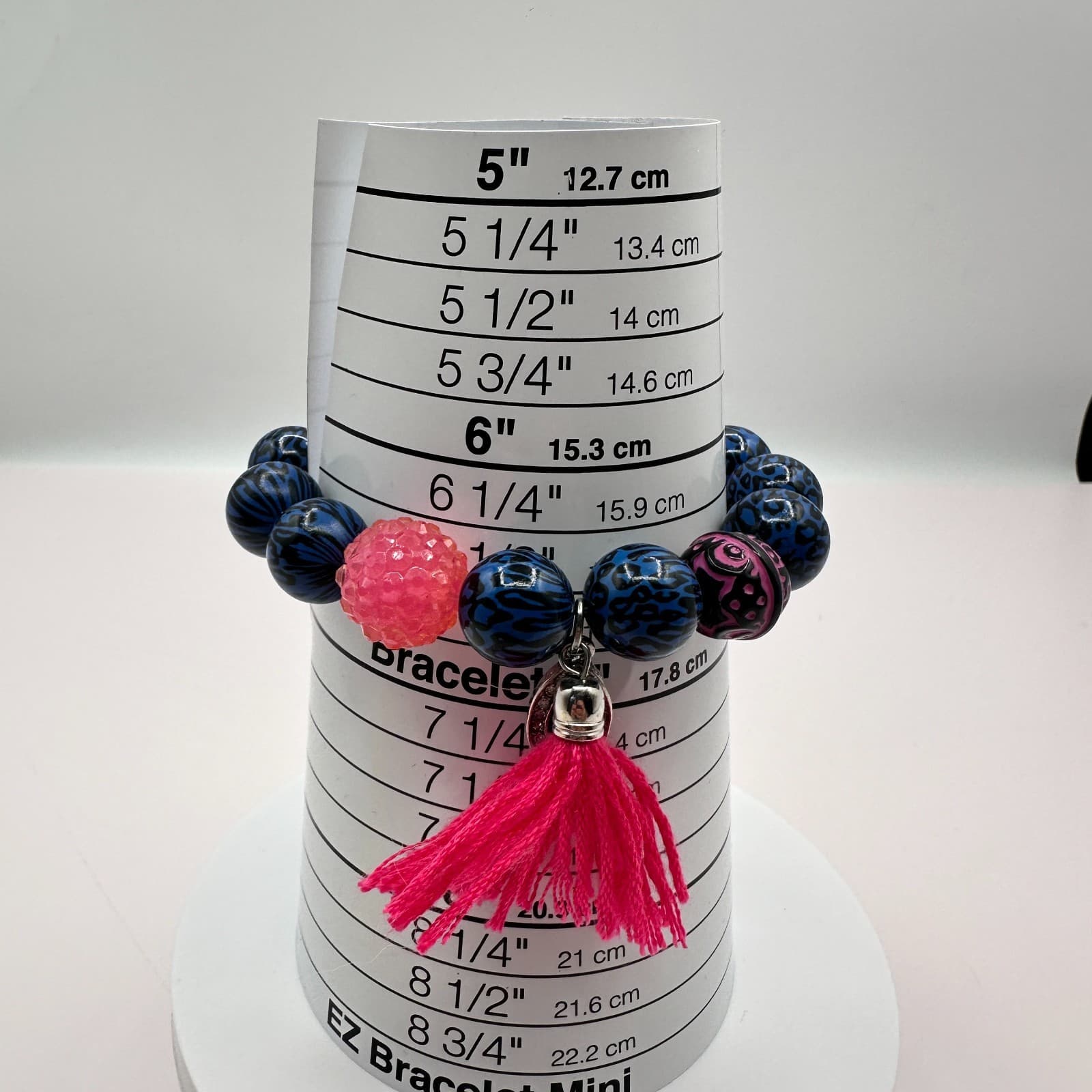 Vintage Y2K Leopard Print Evil Eye Tassel Charm Beaded Bracelet Women's Jewelry - Thumbnail 8