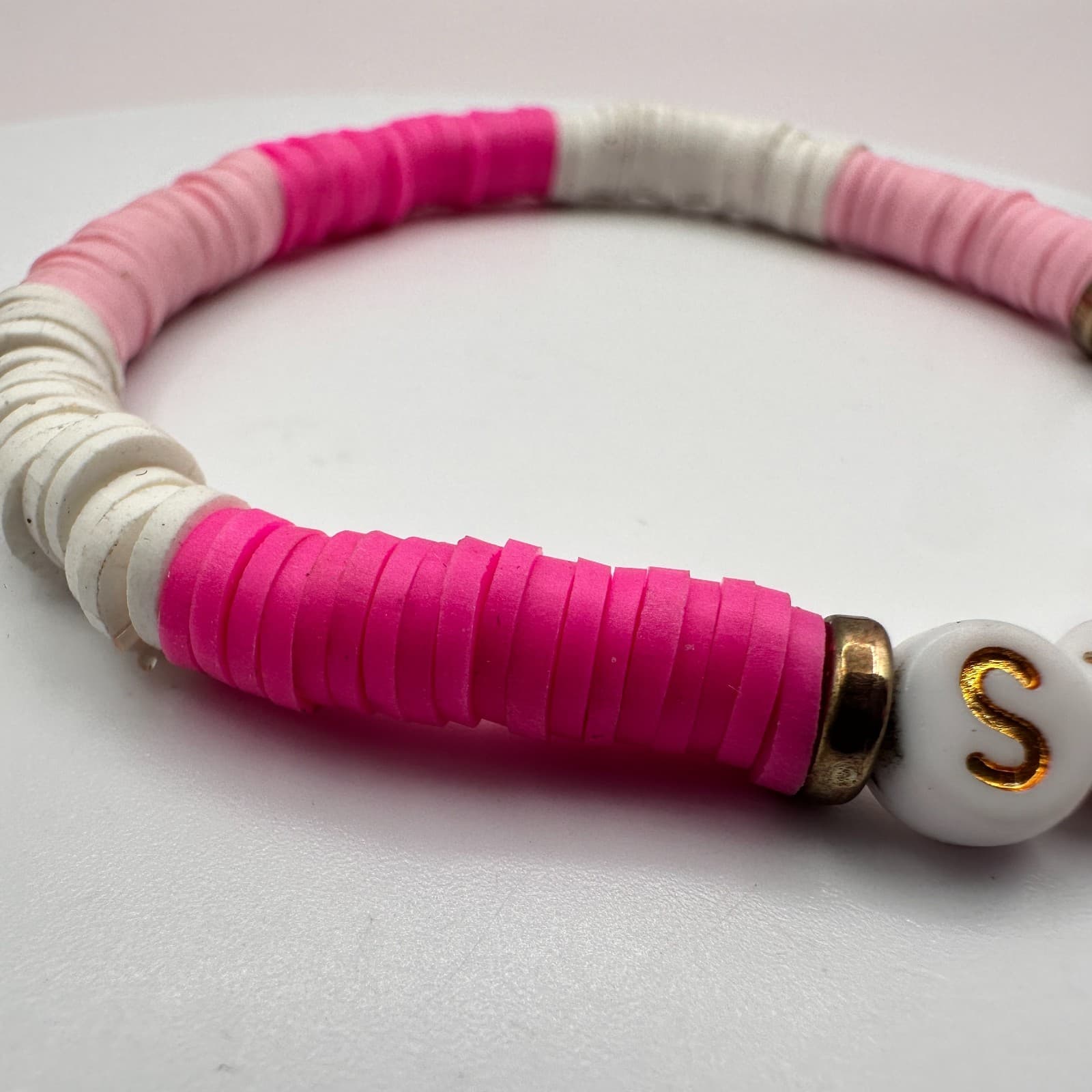 Vintage 90s Taylor Swiftie Heishi Beaded Stretch Bracelet Fashion Jewelry - Thumbnail 5