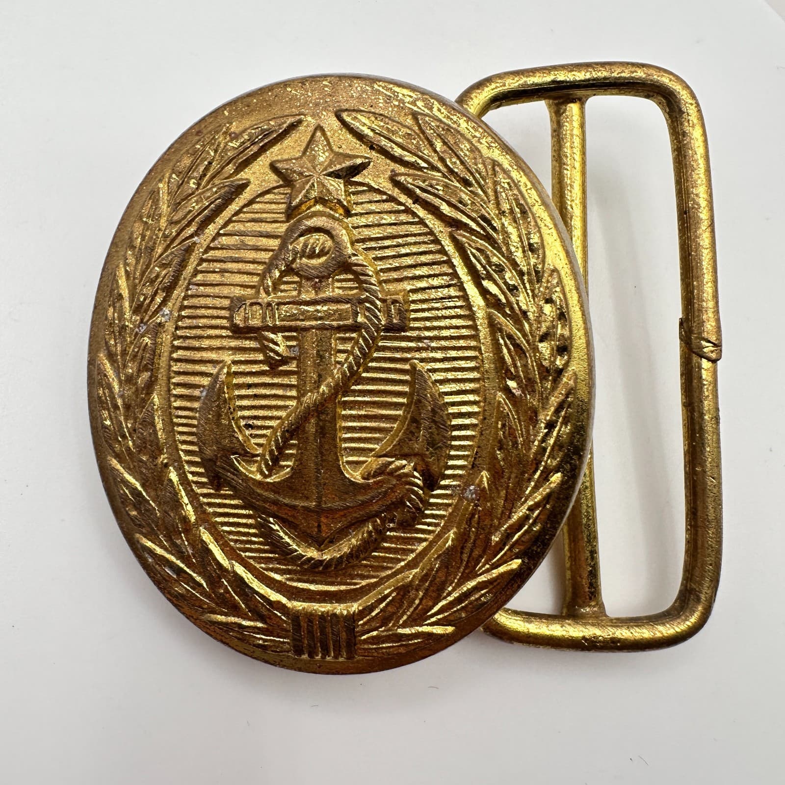 Vintage 80s Soviet Navy Officer Parad Belt Buckle USSR Russian Gold Tone Jewelry - Thumbnail 3