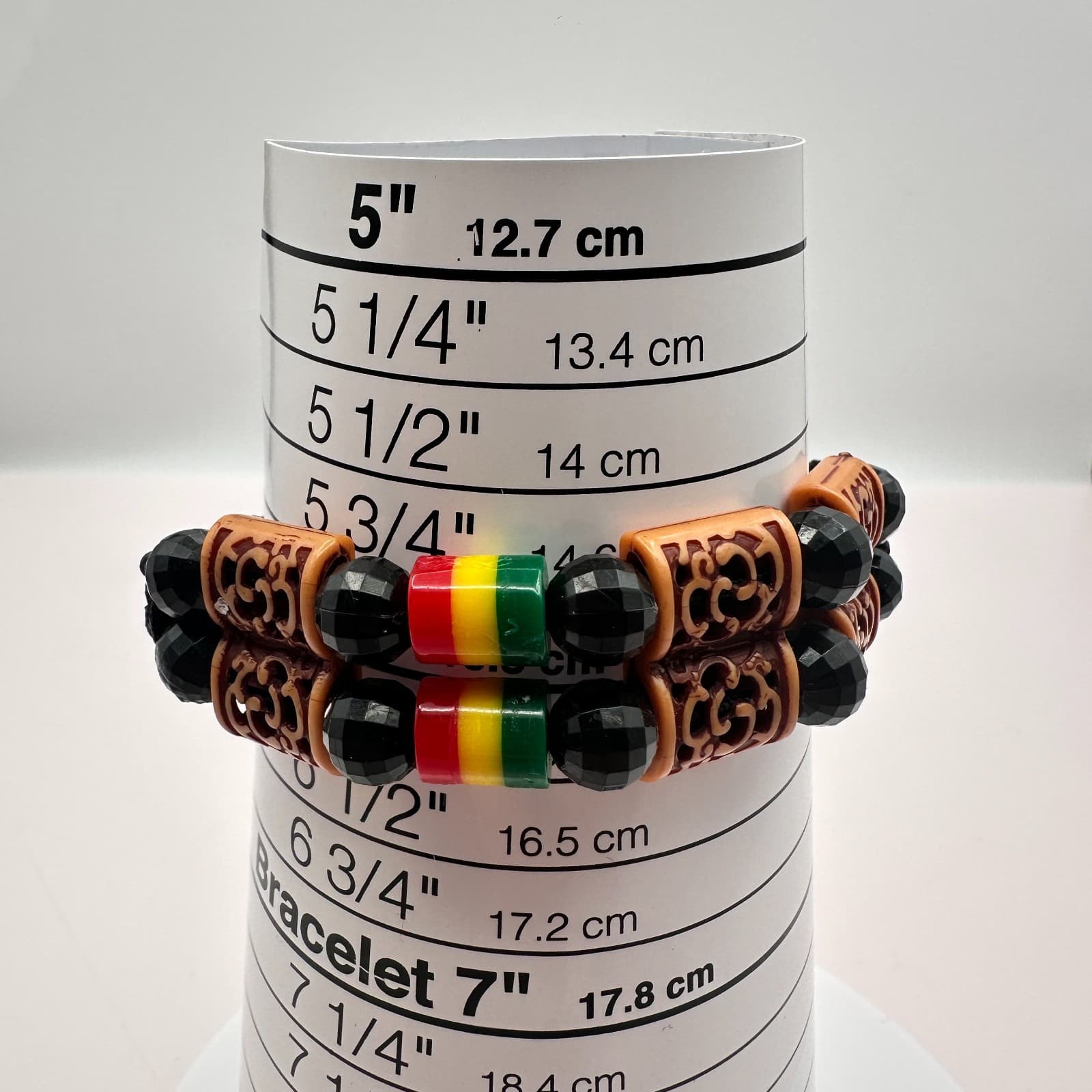 Vintage Y2K Rasta Braided Macrame Beaded Double Strand Bracelet Women's Jewelry - Thumbnail 8
