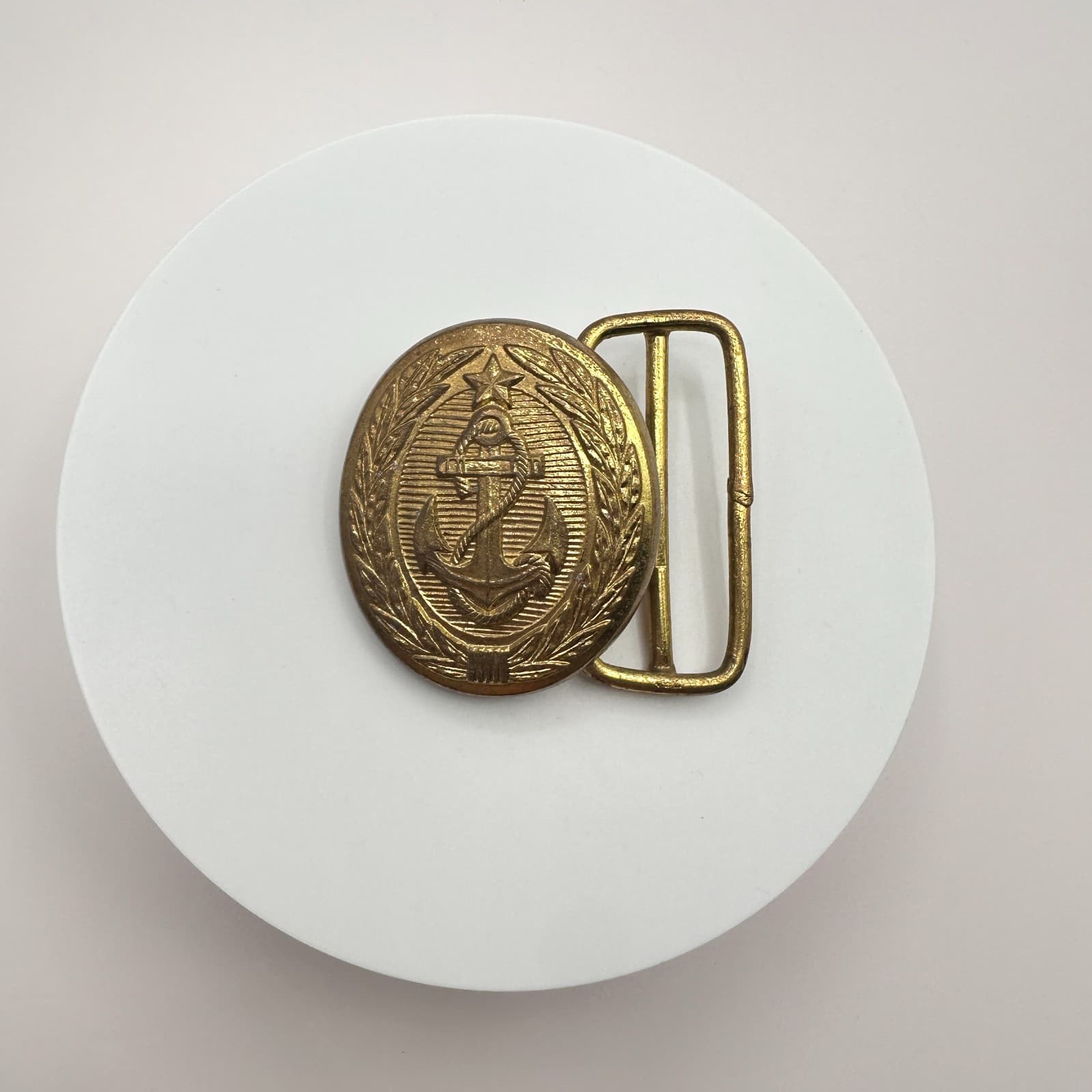 Vintage 80s Soviet Navy Officer Parad Belt Buckle USSR Russian Gold Tone Jewelry - Thumbnail 2