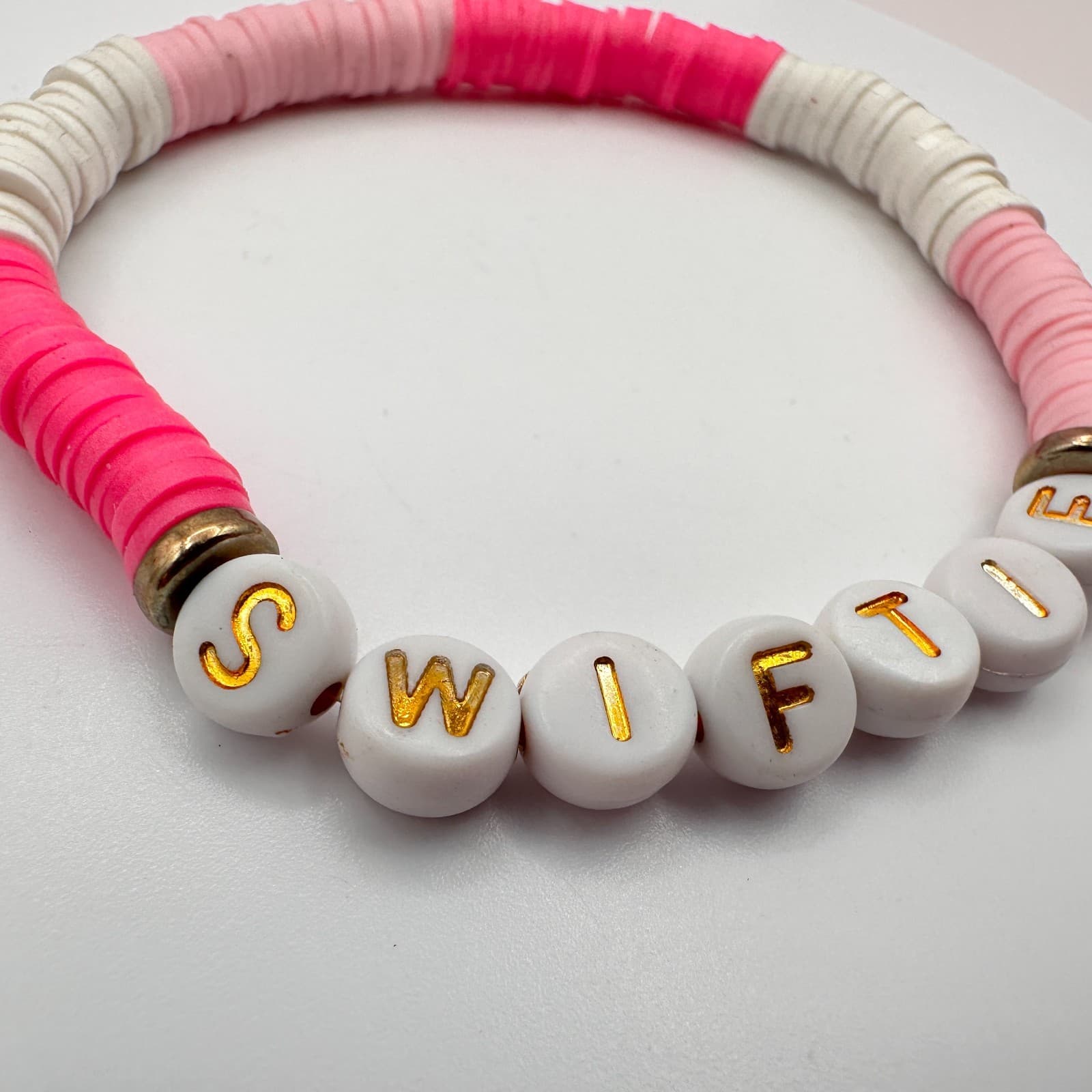 Vintage 90s Taylor Swiftie Heishi Beaded Stretch Bracelet Fashion Jewelry - Thumbnail 2