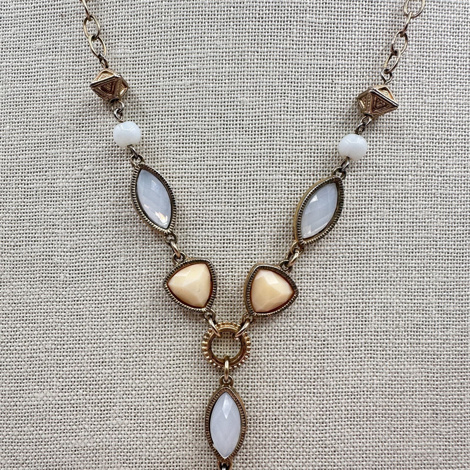 Vintage Y2K Gold Tone Tassel Y-Necklace Beaded Women's Classic Fashion Jewelry - Thumbnail 4