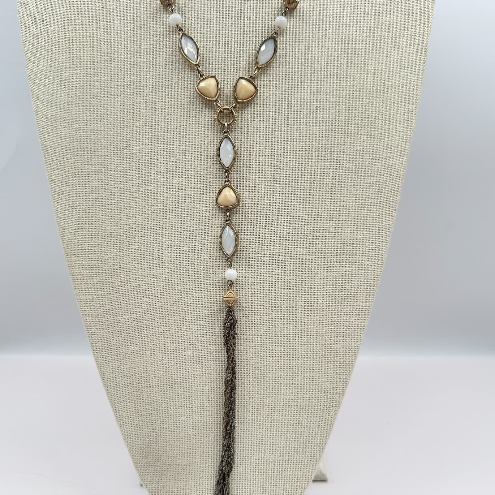 Vintage Y2K Gold Tone Tassel Y-Necklace Beaded Women's Classic Fashion Jewelry - Thumbnail 6