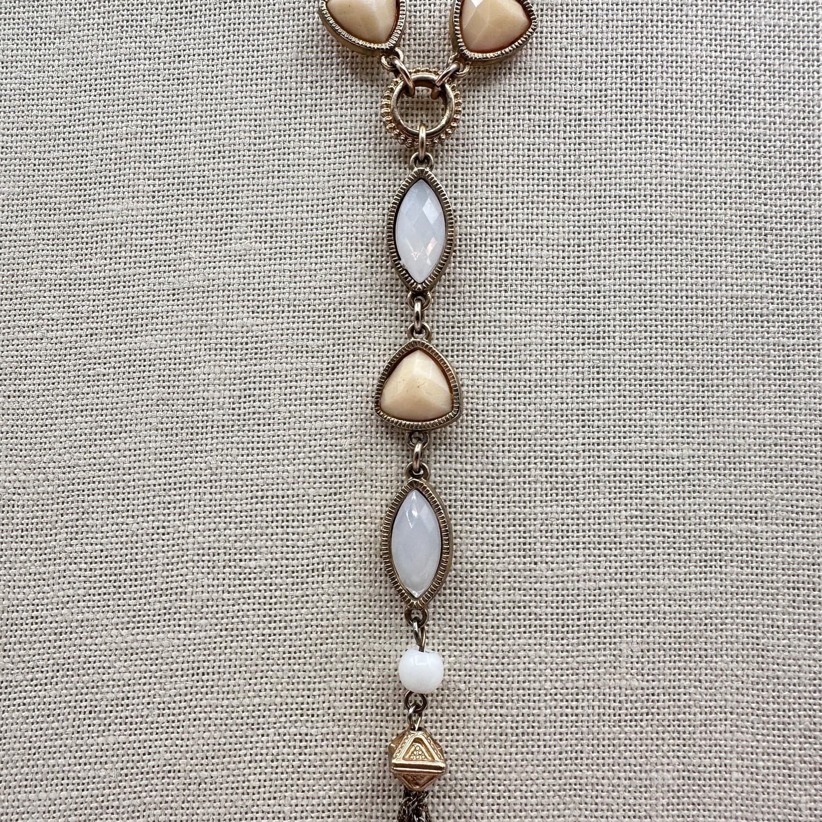 Vintage Y2K Gold Tone Tassel Y-Necklace Beaded Women's Classic Fashion Jewelry - Thumbnail 5