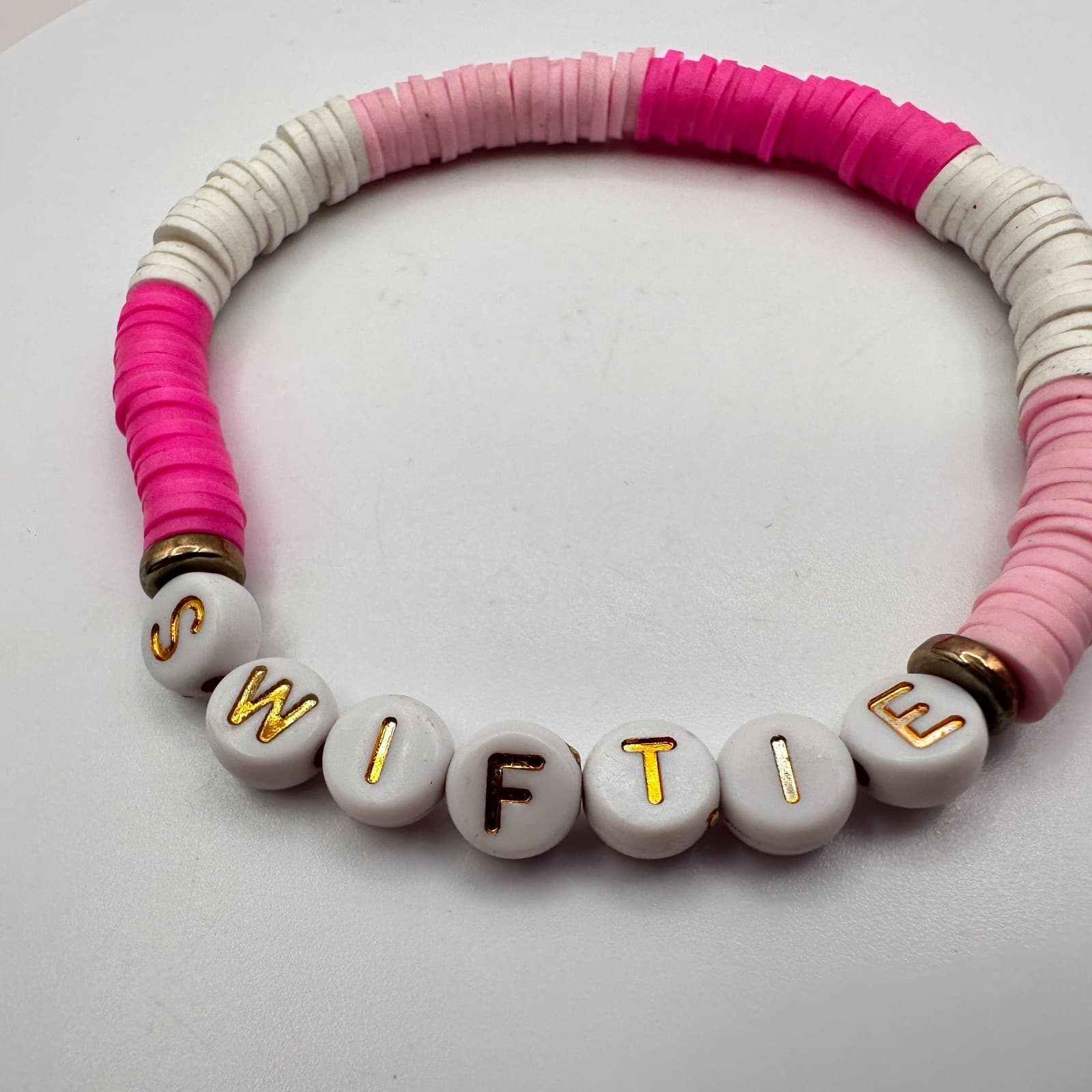 Vintage 90s Taylor Swiftie Heishi Beaded Stretch Bracelet Fashion Jewelry - Thumbnail 4