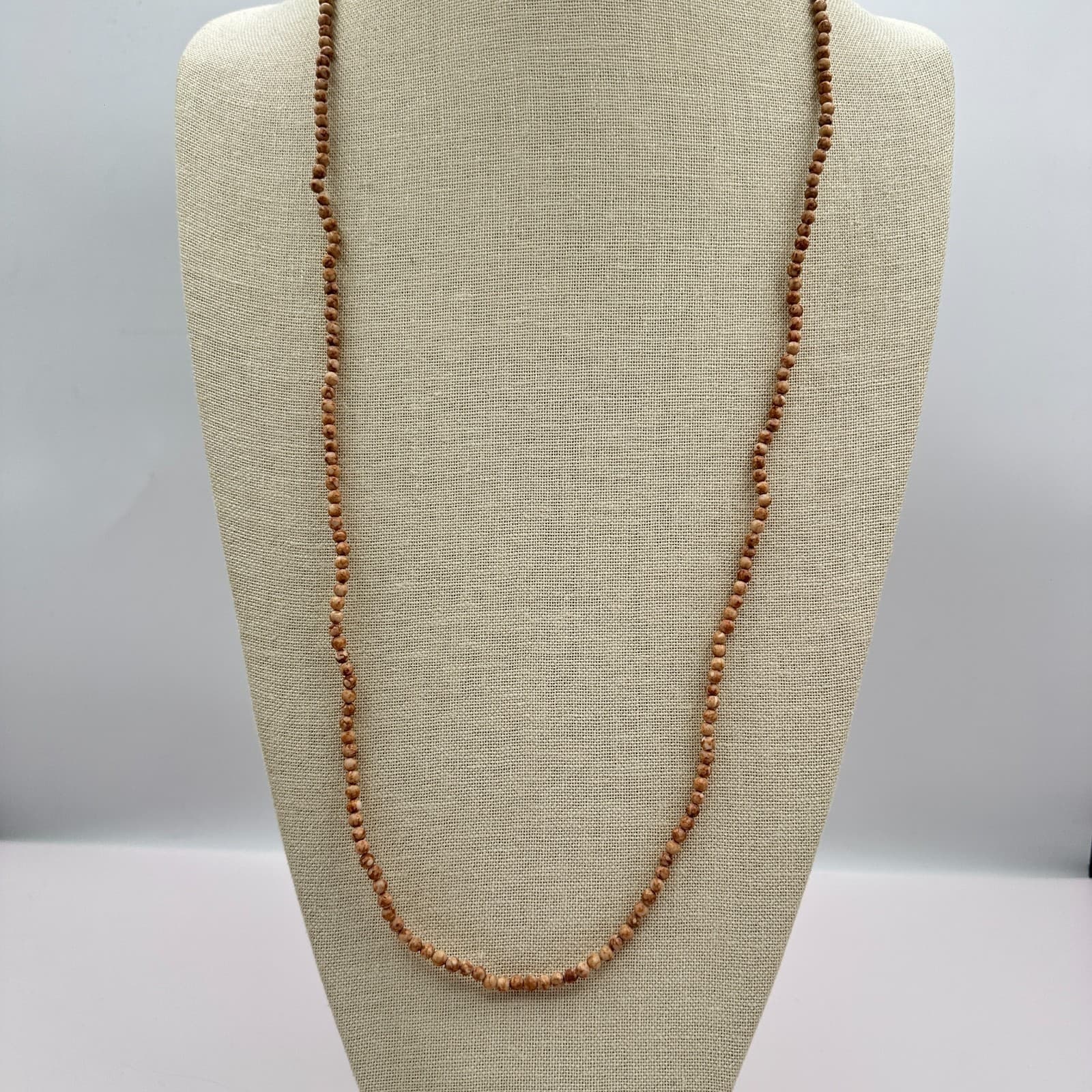 Vintage Y2K Natural Smooth Round Beaded Necklace Boho Women's Classic Jewelry - Thumbnail 2