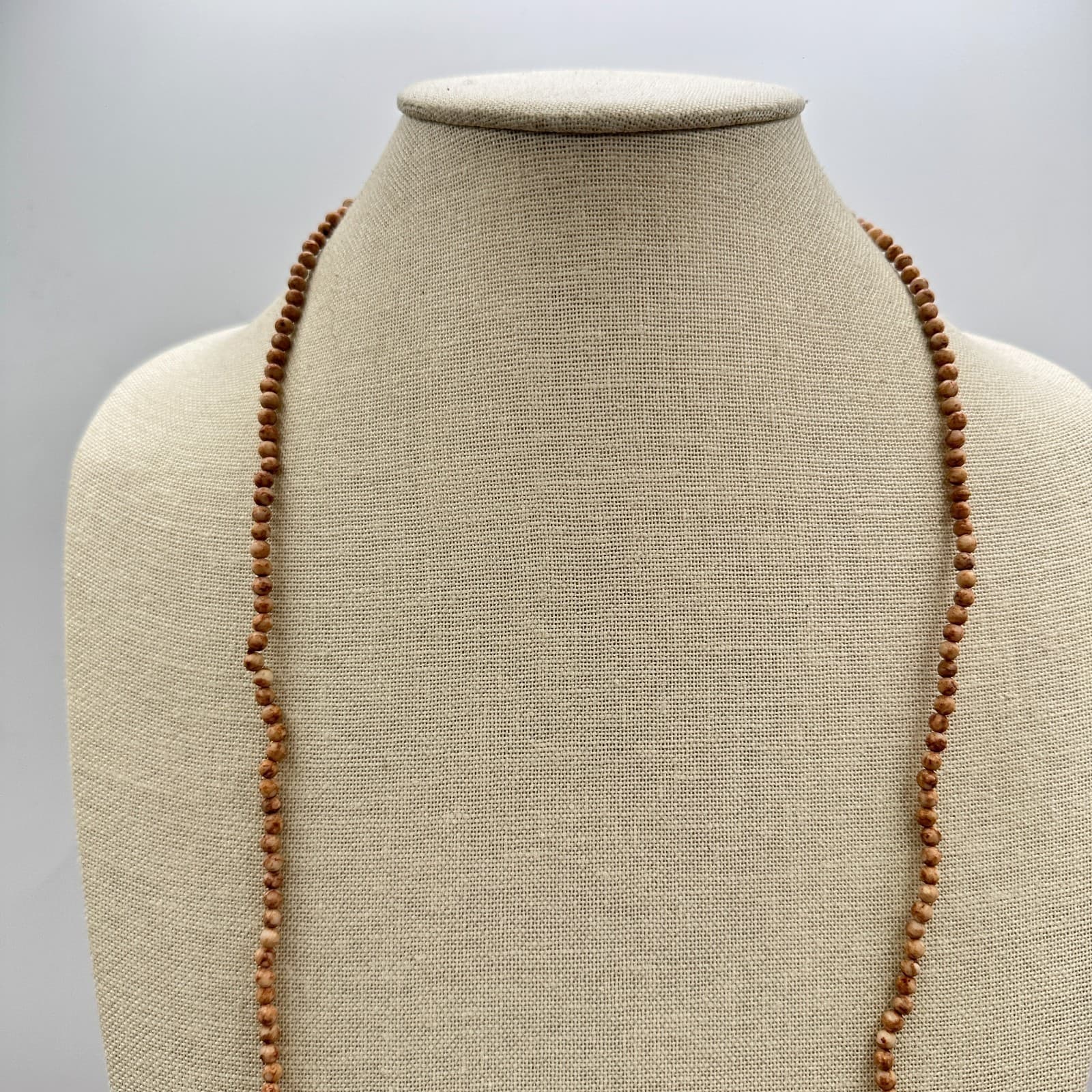 Vintage Y2K Natural Smooth Round Beaded Necklace Boho Women's Classic Jewelry - Thumbnail 3
