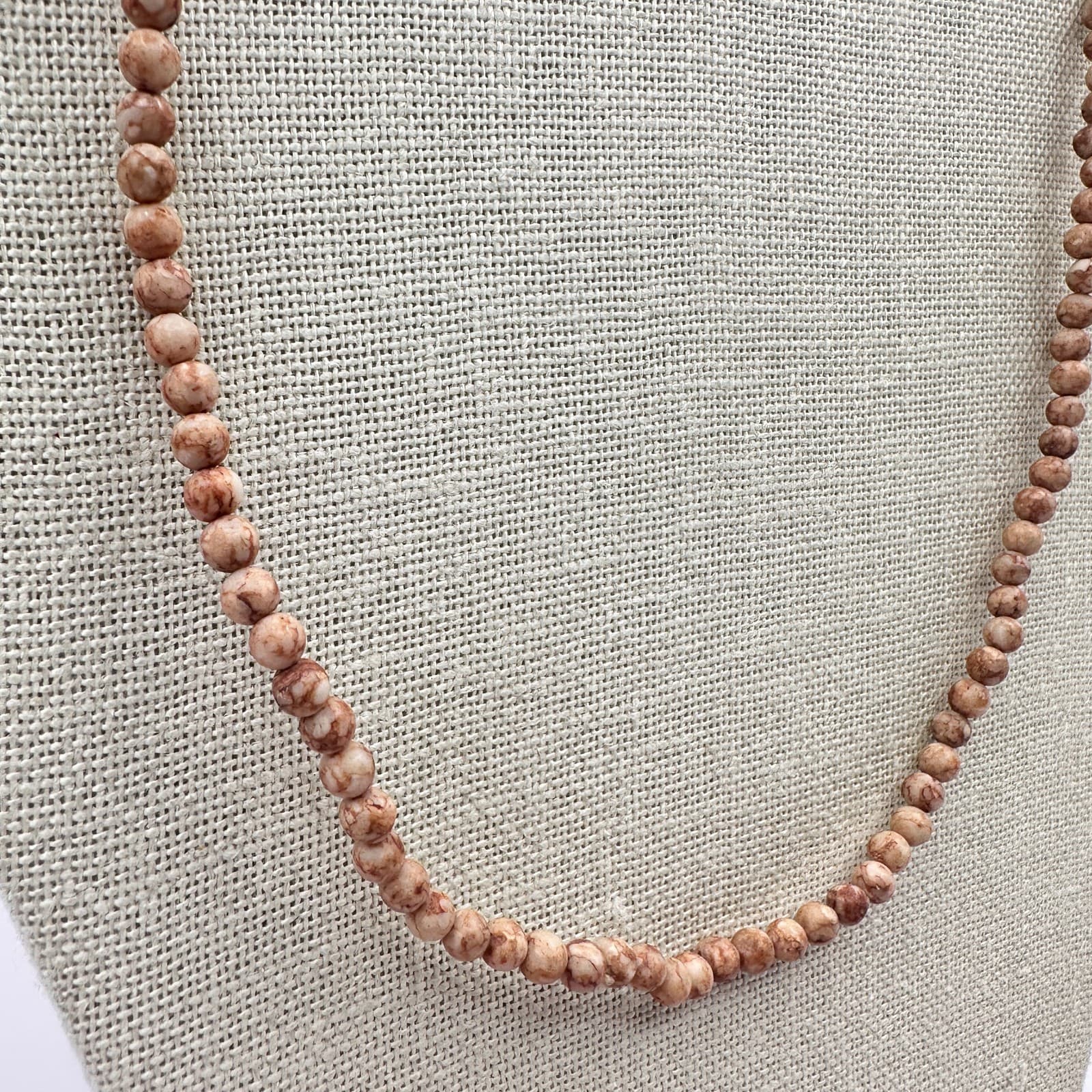 Vintage Y2K Natural Smooth Round Beaded Necklace Boho Women's Classic Jewelry - Thumbnail 5