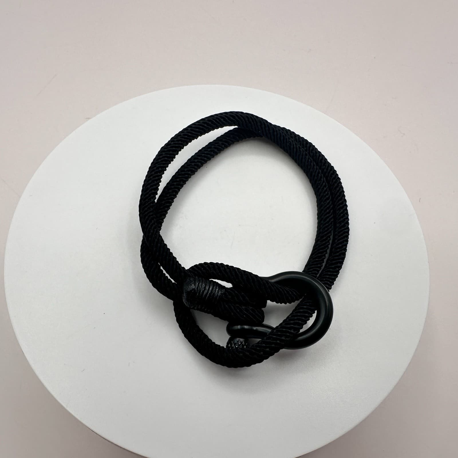 Vintage 80s Black Rope Bracelet Unisex Kids Shackle Nautical Sailor Knot Jewelry - Thumbnail 3