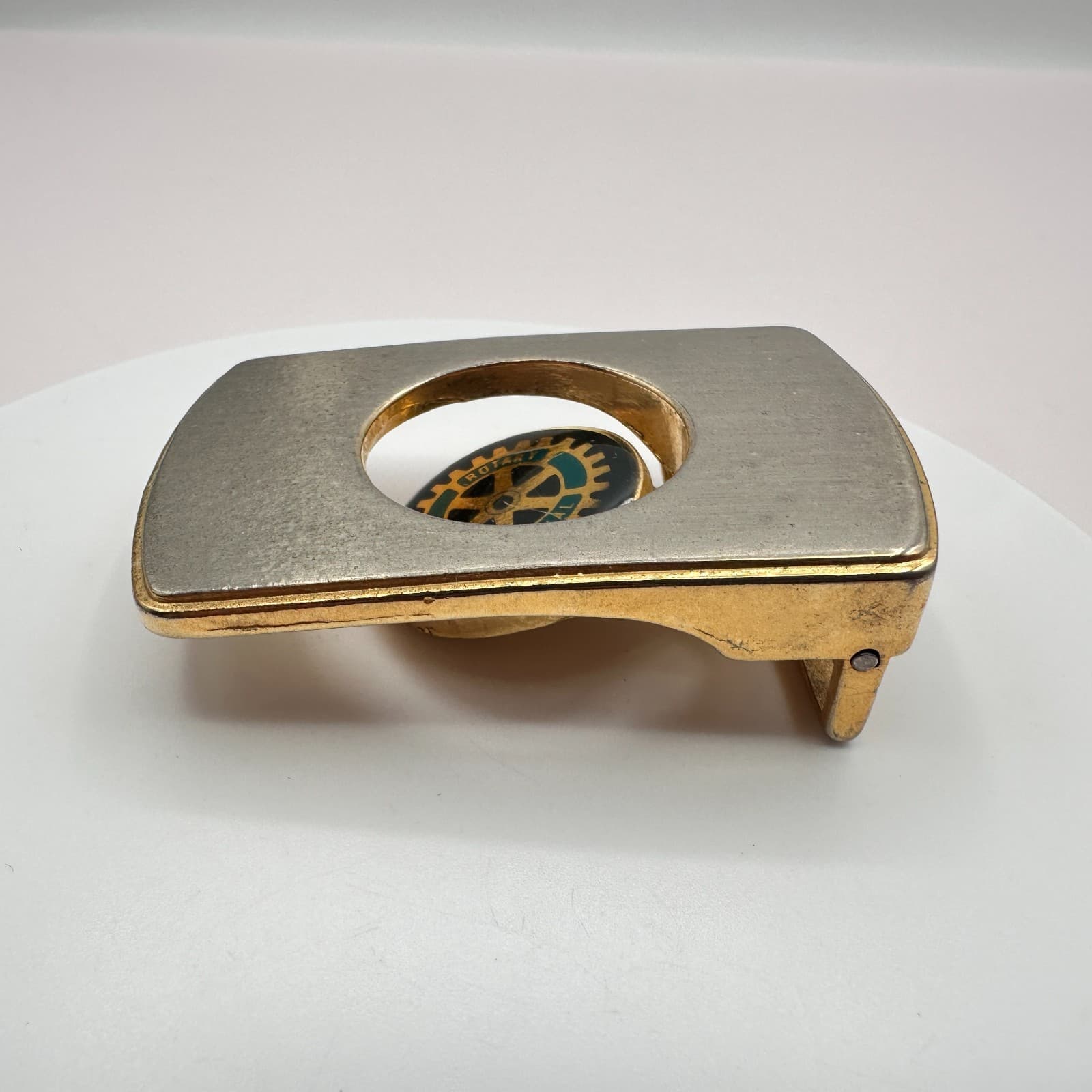 Vintage 80s Rotary International Gold Tone Emblem Clip Belt Buckle Retro Jewelry - Thumbnail 2