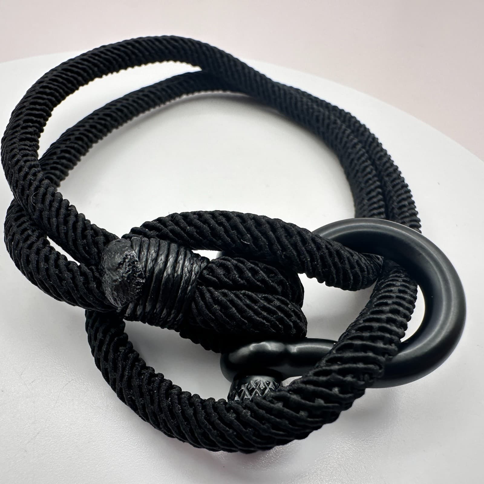 Vintage 80s Black Rope Bracelet Unisex Kids Shackle Nautical Sailor Knot Jewelry - Thumbnail 5