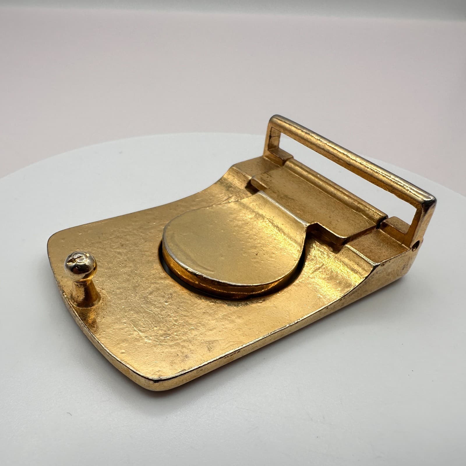 Vintage 80s Rotary International Gold Tone Emblem Clip Belt Buckle Retro Jewelry - Thumbnail 4