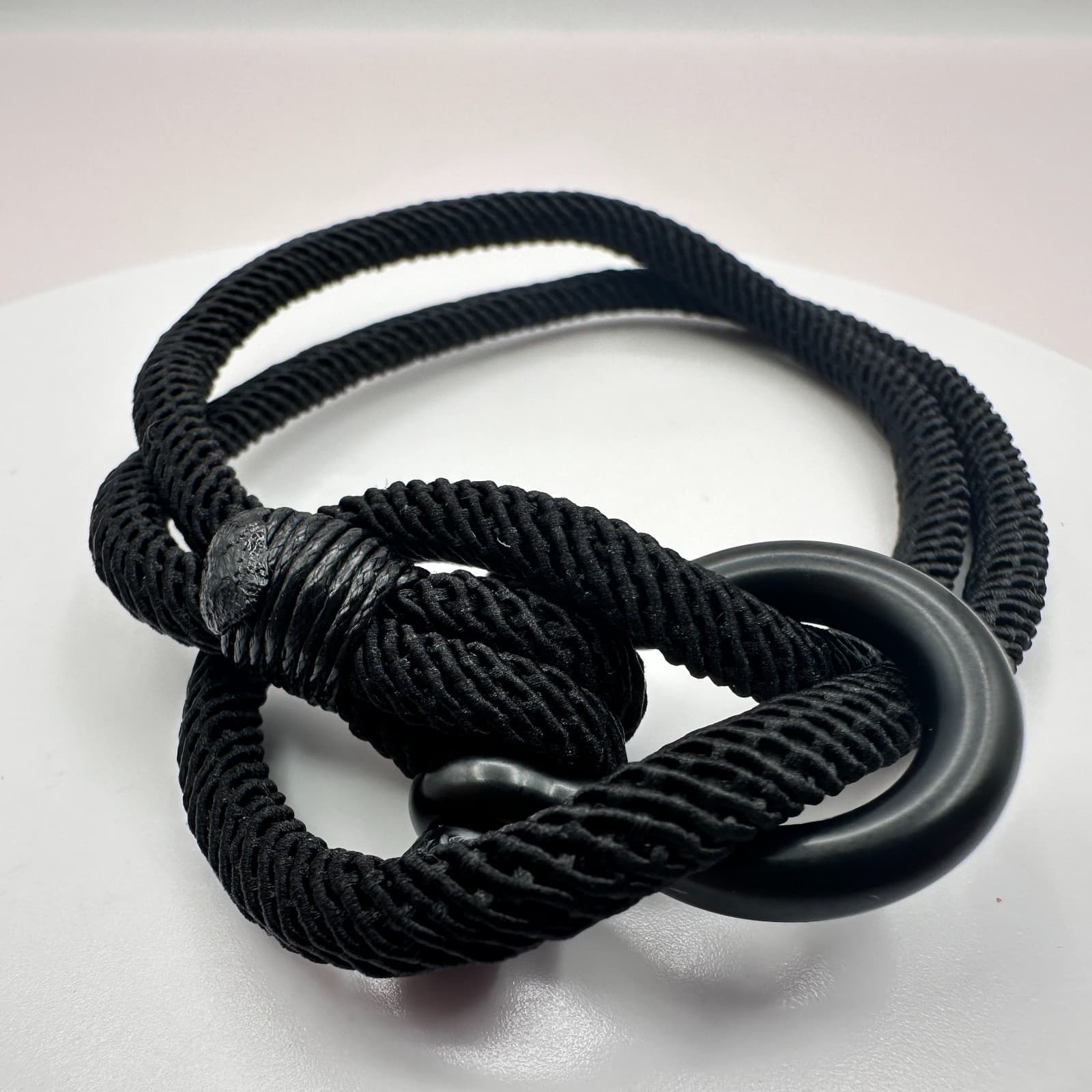 Vintage 80s Black Rope Bracelet Unisex Kids Shackle Nautical Sailor Knot Jewelry - Thumbnail 4
