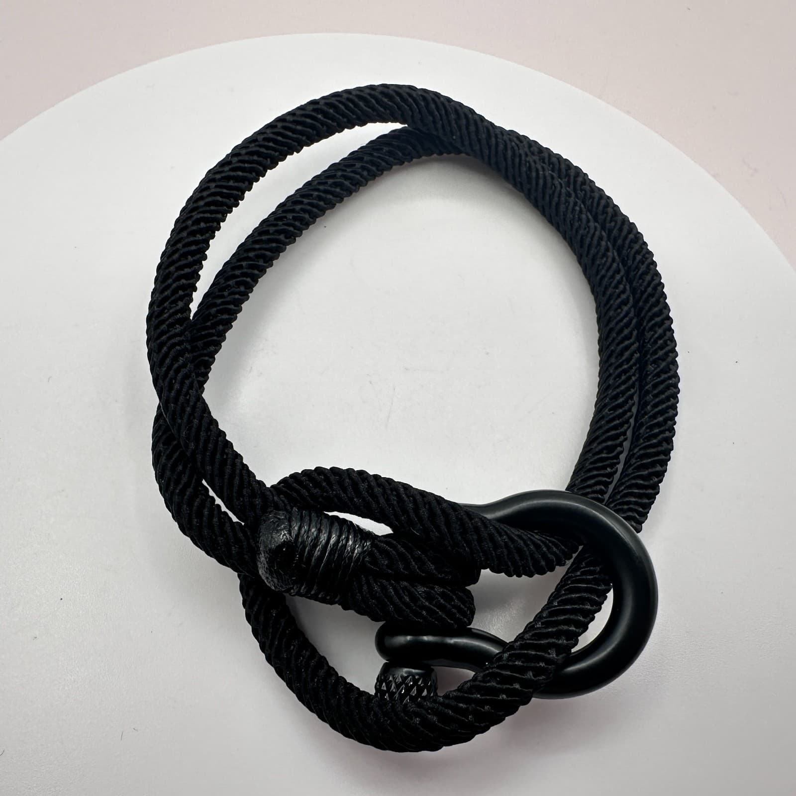 Vintage 80s Black Rope Bracelet Unisex Kids Shackle Nautical Sailor Knot Jewelry - Thumbnail 2