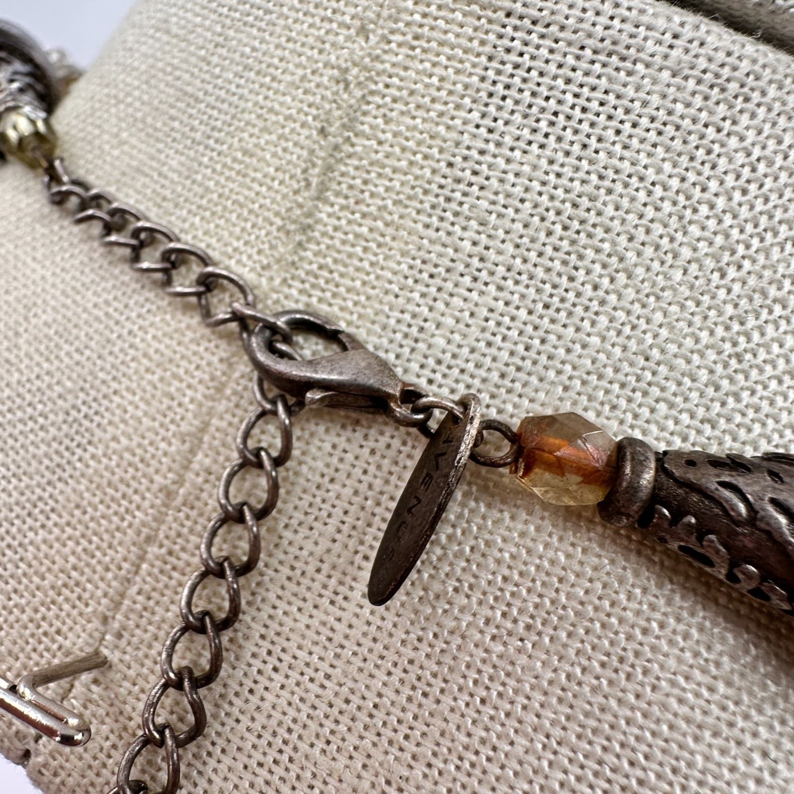 Vintage 90s Avenue Multi-Strand Glass Bead Statement Necklace Silver Tone Boho - Thumbnail 9